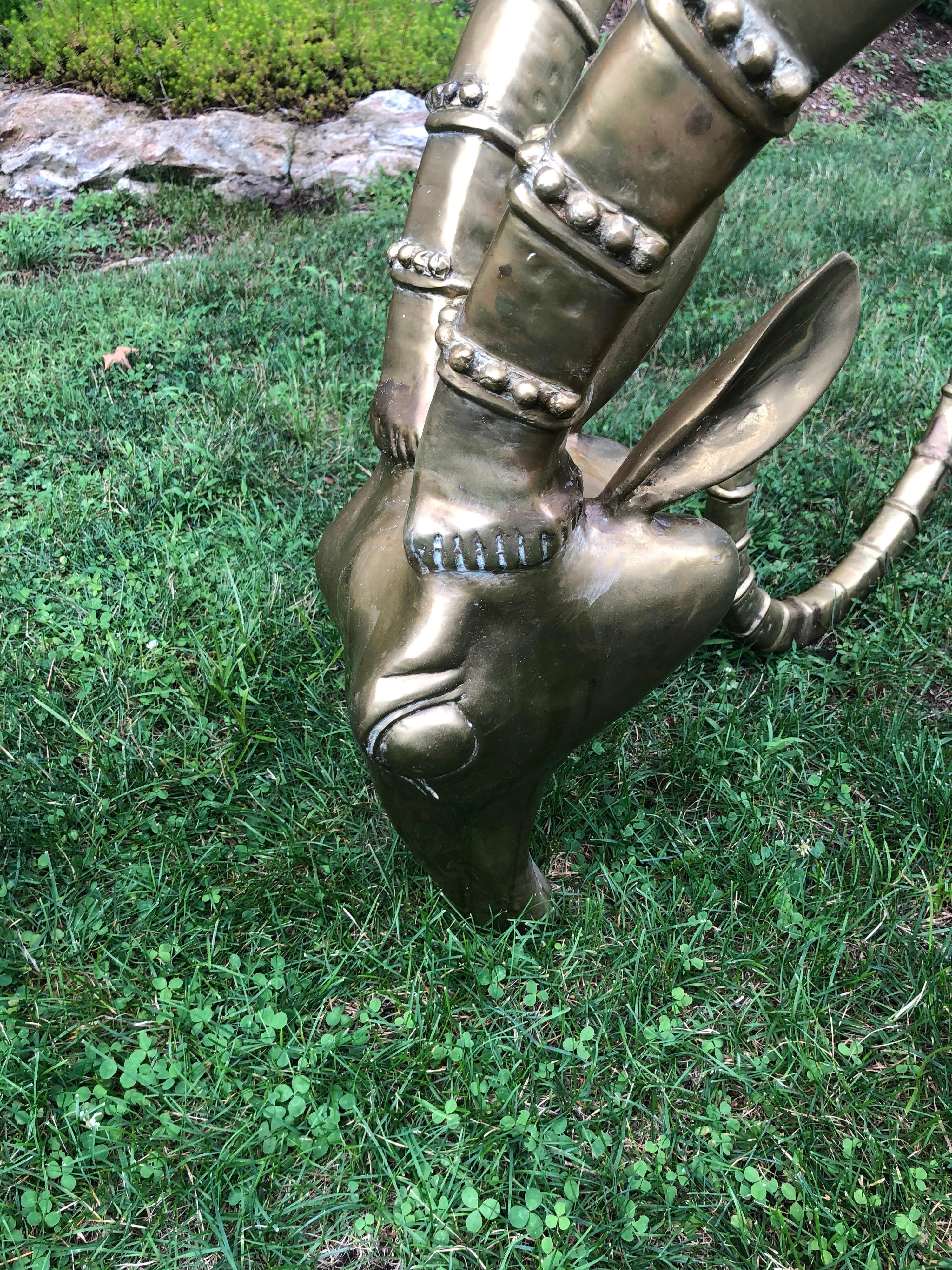 Pair of Brass Ibex Ram Head Dining Table Bases in the Style of Alain Chervet 3