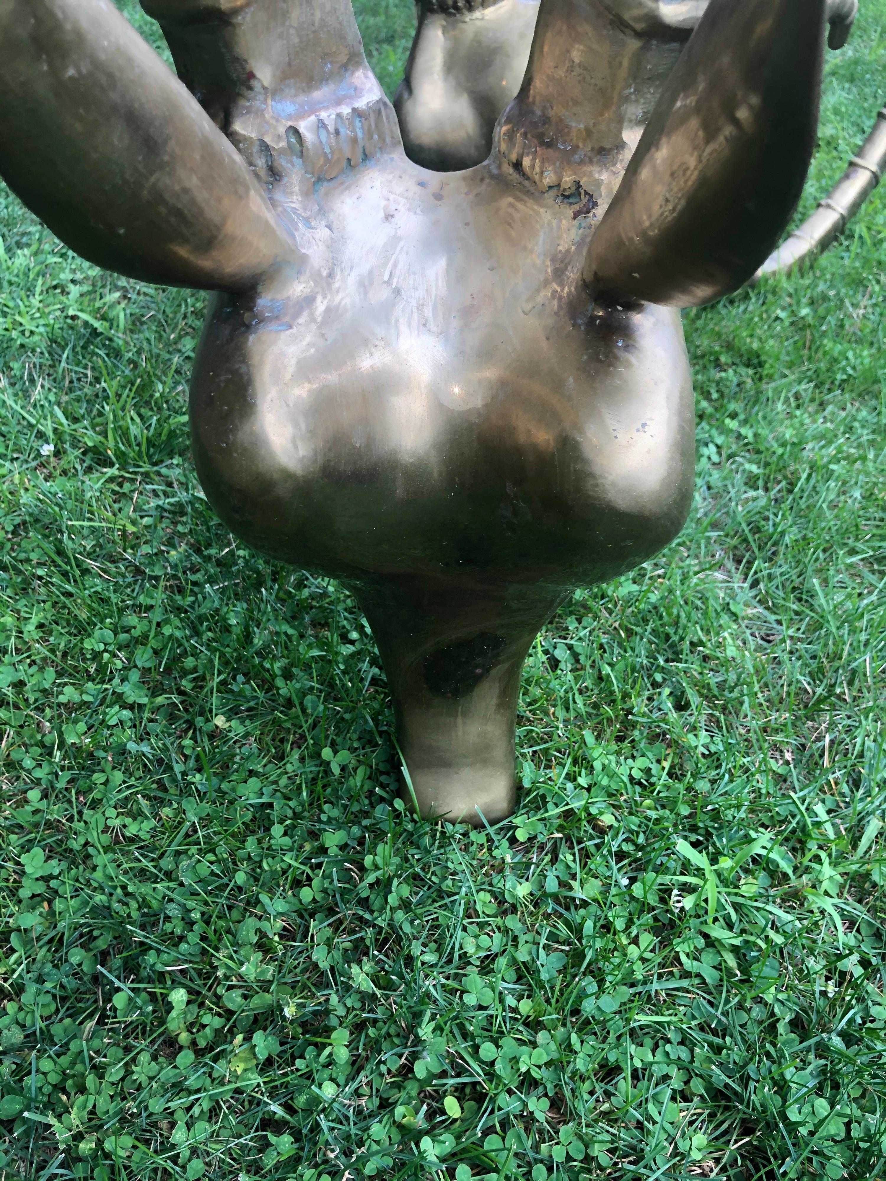 Pair of Brass Ibex Ram Head Dining Table Bases in the Style of Alain Chervet 4