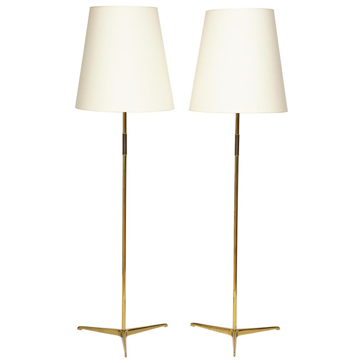 Pair of Solid Brass BAG Turgi Floor Lamps, Switzerland 1950s