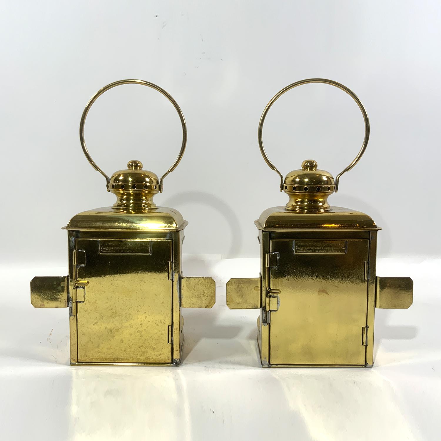 Pair of Solid Brass Lights from a Boat In Good Condition For Sale In Norwell, MA