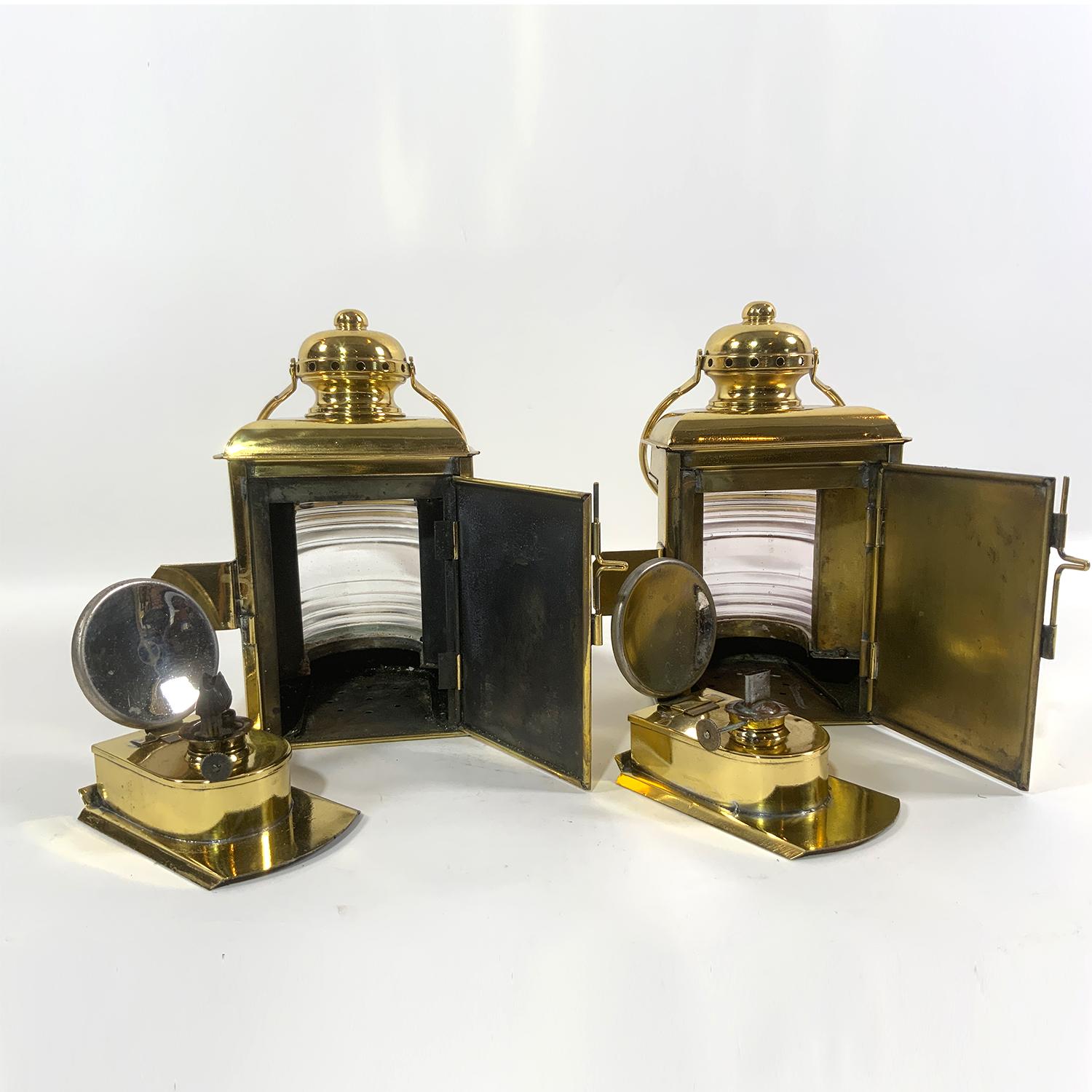 Pair of Solid Brass Lights from a Boat For Sale 1