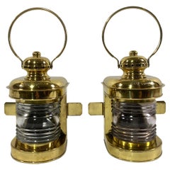 Antique Pair of Solid Brass Lights from a Boat