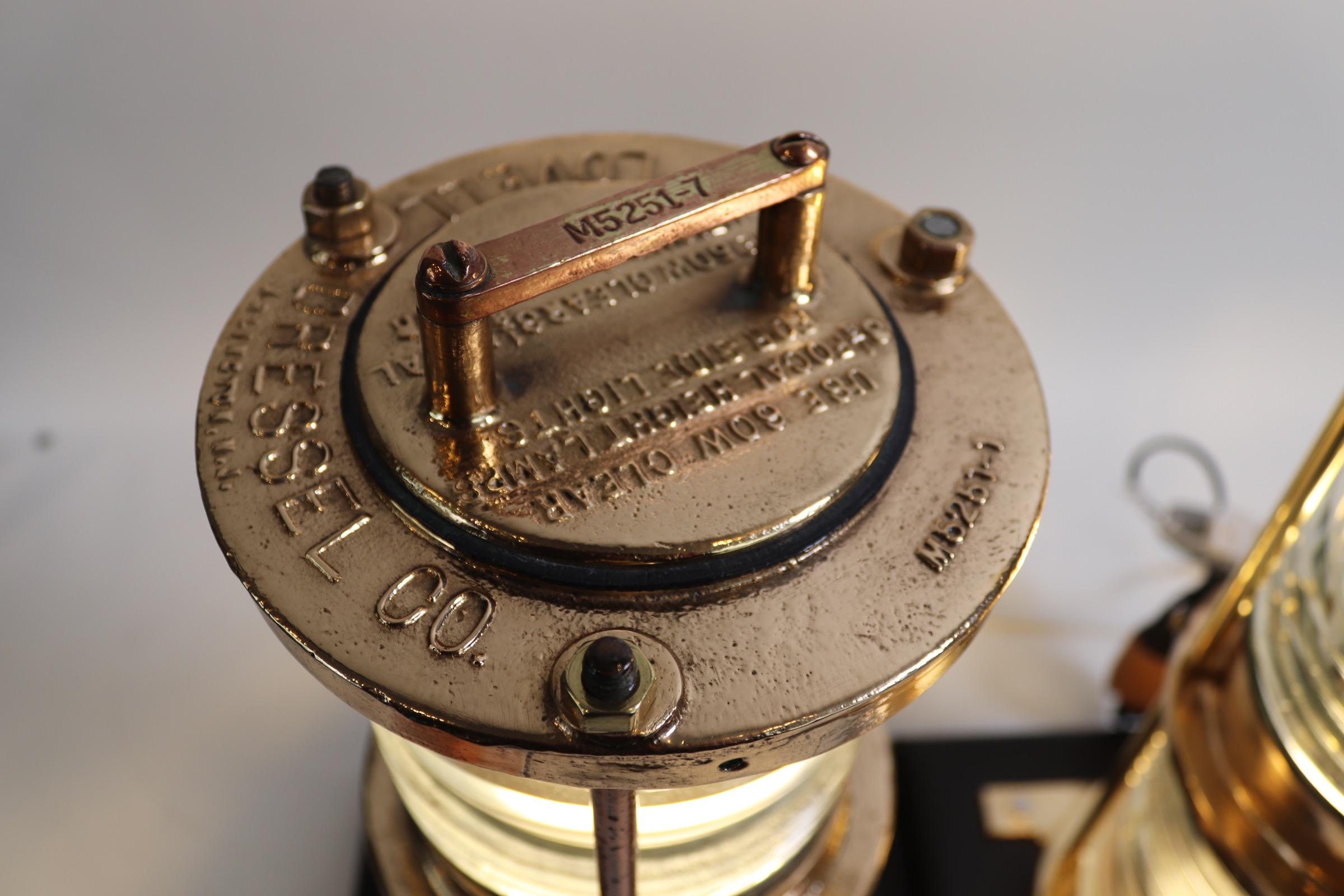 Mid-20th Century Pair of Solid Brass Maritime Pier Beacons