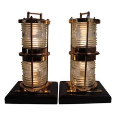 Pair of Solid Brass Maritime Pier Beacons