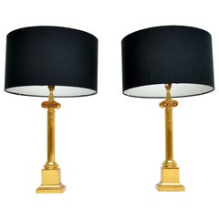 Vintage Pair of Solid Brass Neo-Classical Table Lamps