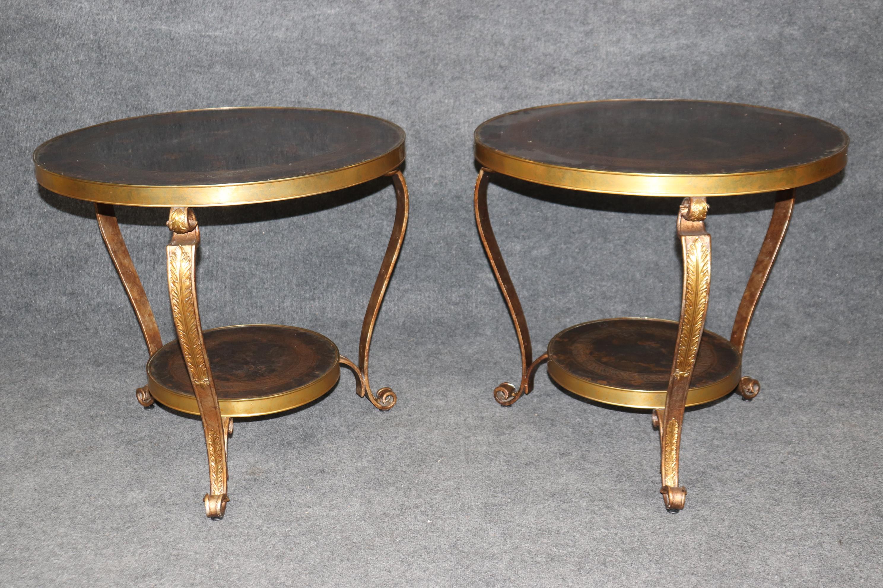 Directoire Pair of Solid Brass or Bronze Patinated Gueridons by Century Furniture Company For Sale