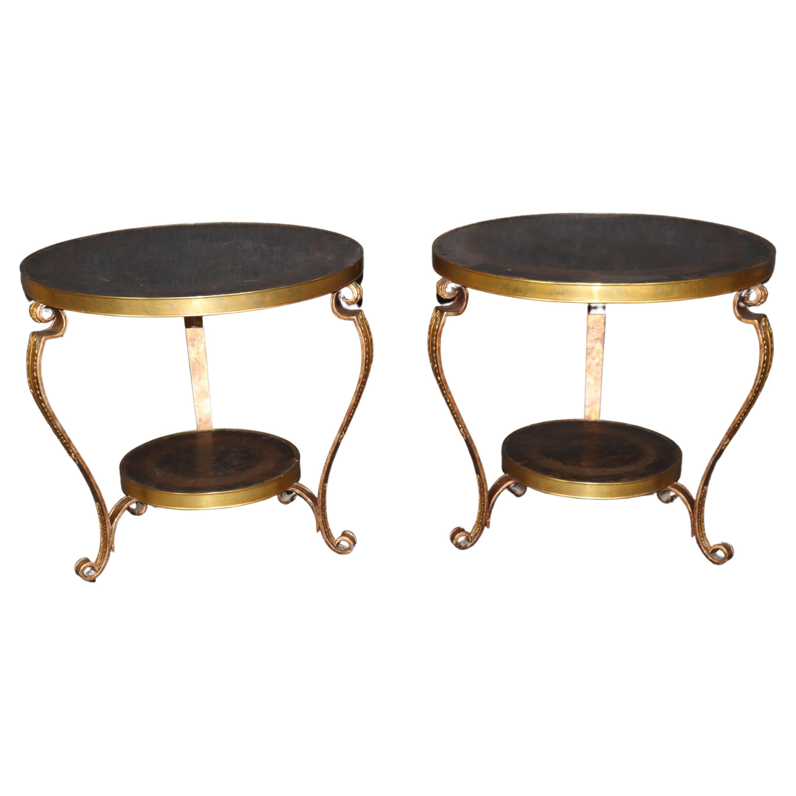 Coppia di gueridons in ottone massiccio o bronzo patinato della Century Furniture Company