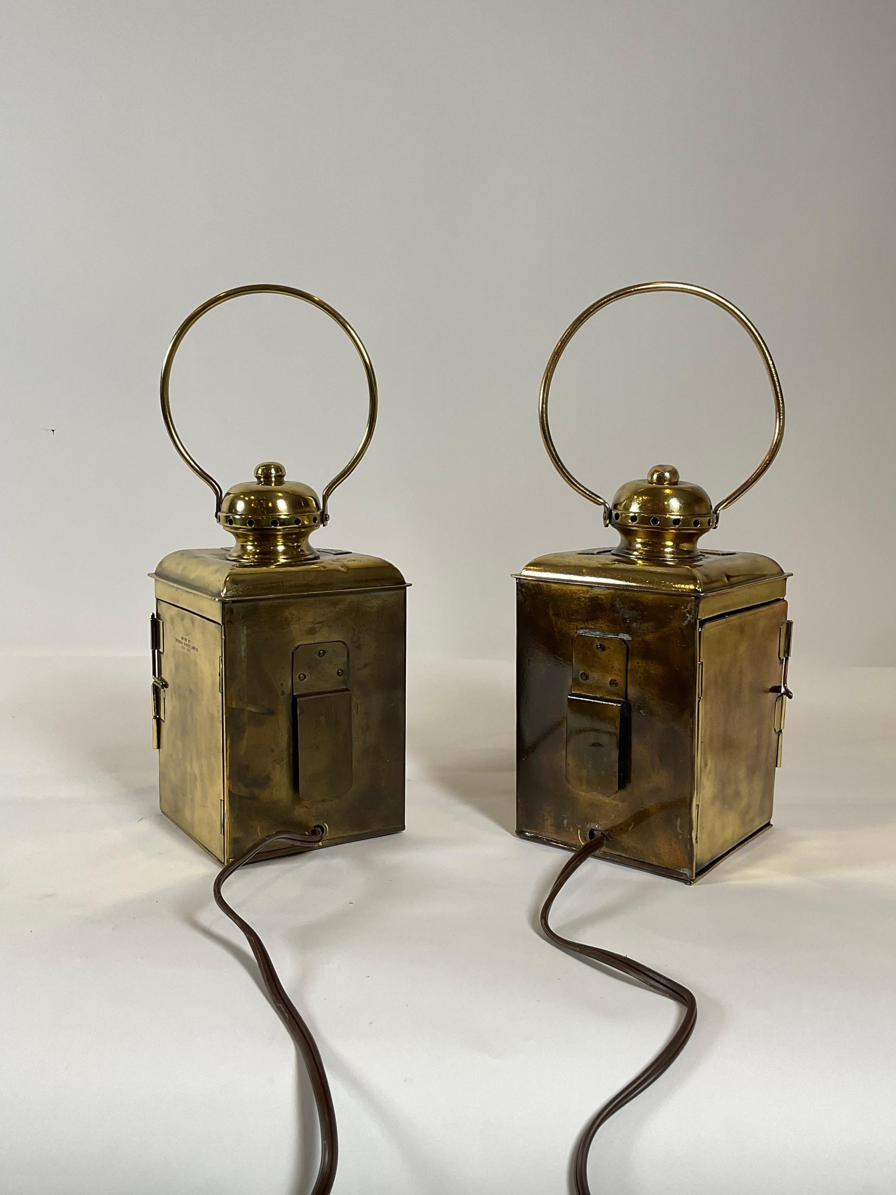 Pair of Solid Brass Port and Starboard Ship’s Lanterns 5