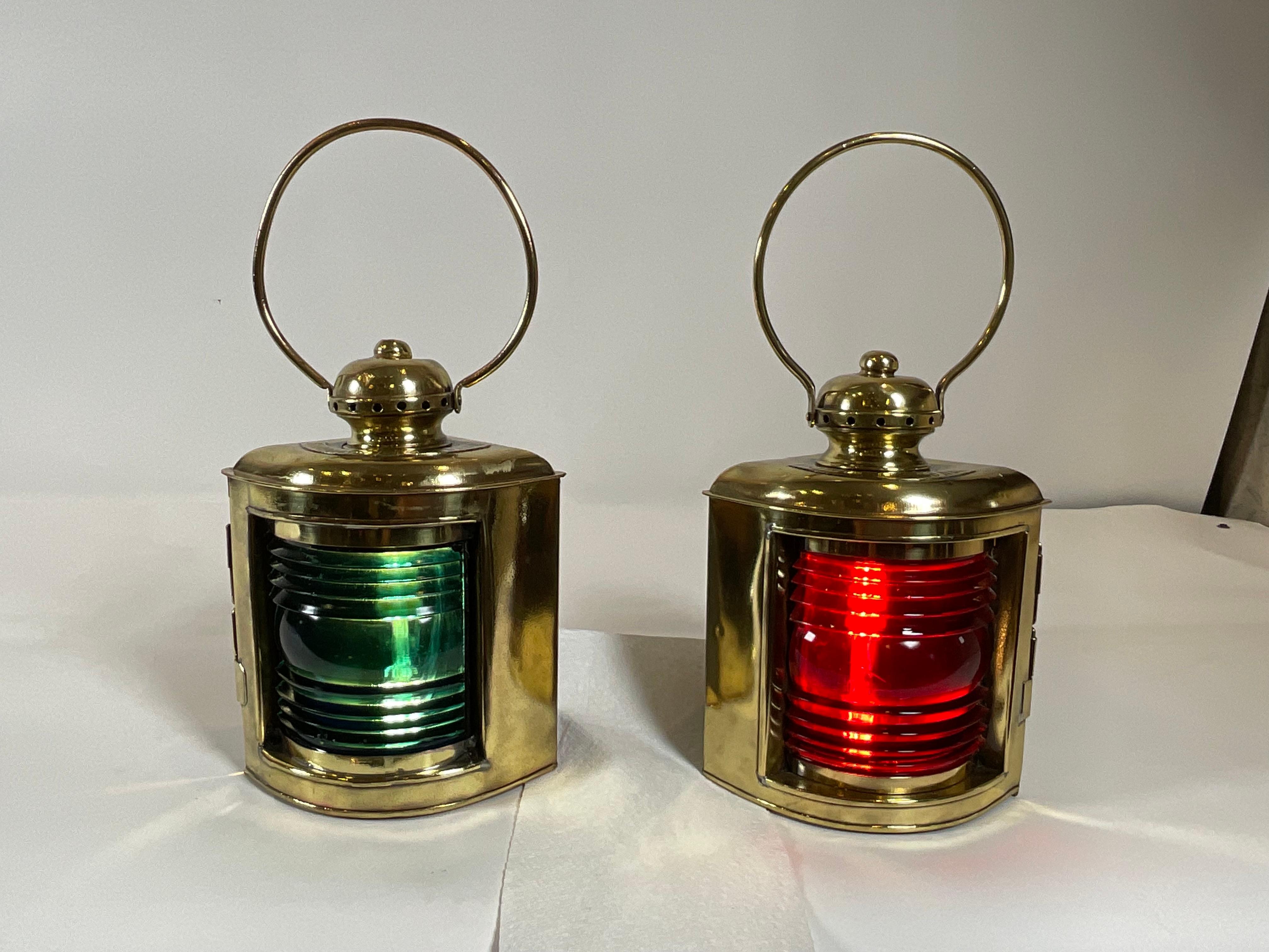 Pair of Solid Brass Port and Starboard Ship’s Lanterns 10