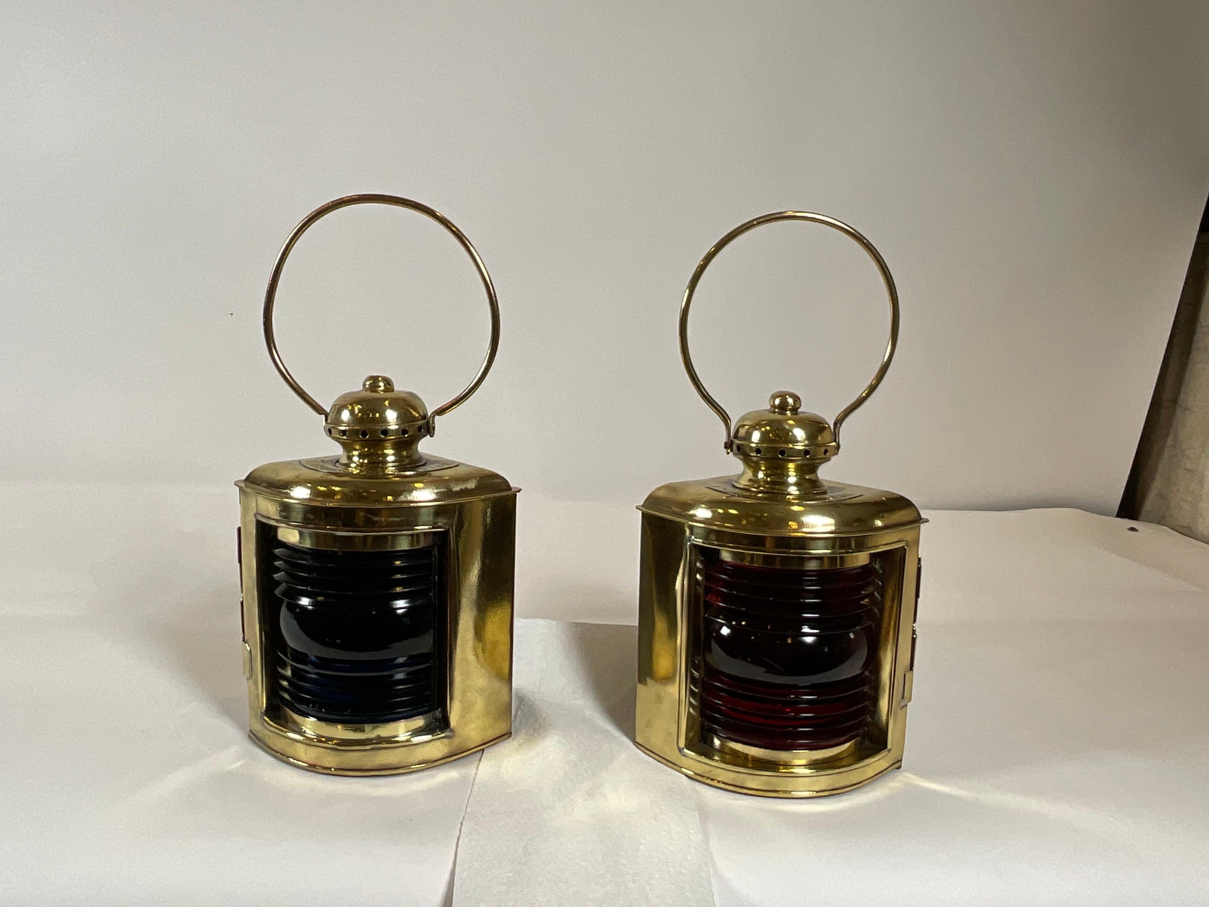 Pair of Solid Brass Port and Starboard Ship’s Lanterns 11