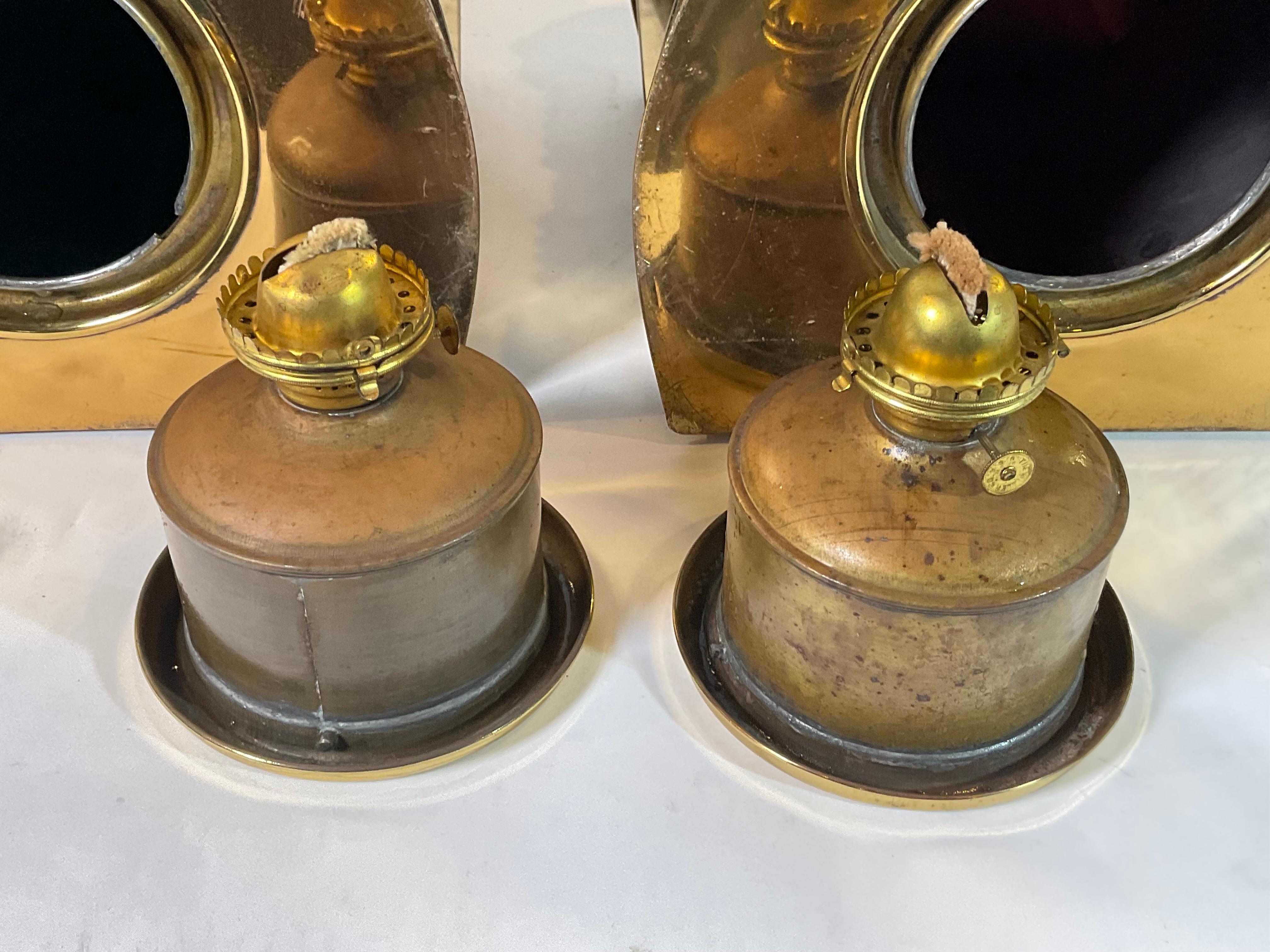 Pair of Solid Brass Port and Starboard Ships Lanterns For Sale 12