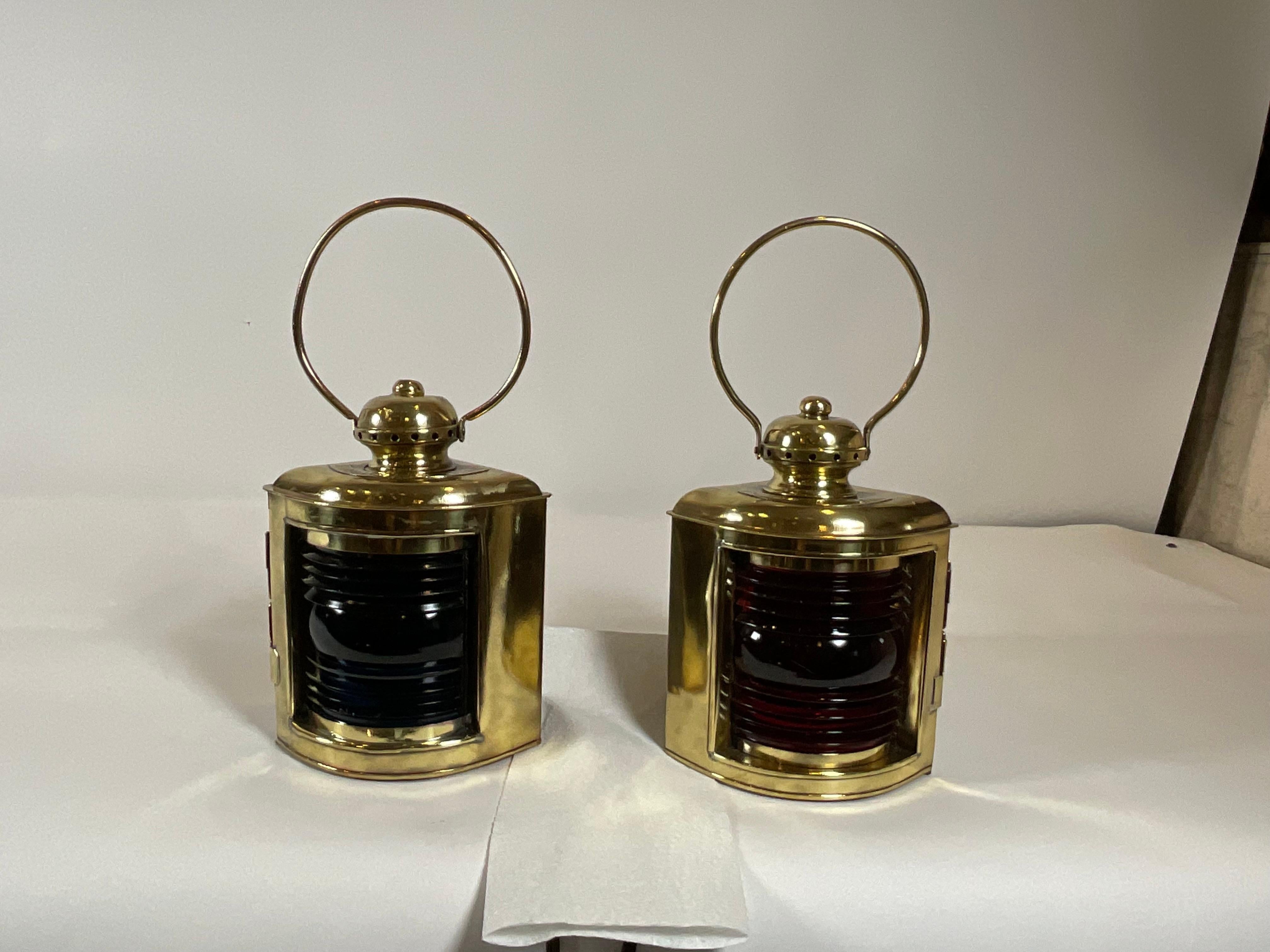 Pair of Solid Brass Port and Starboard Ship’s Lanterns 12