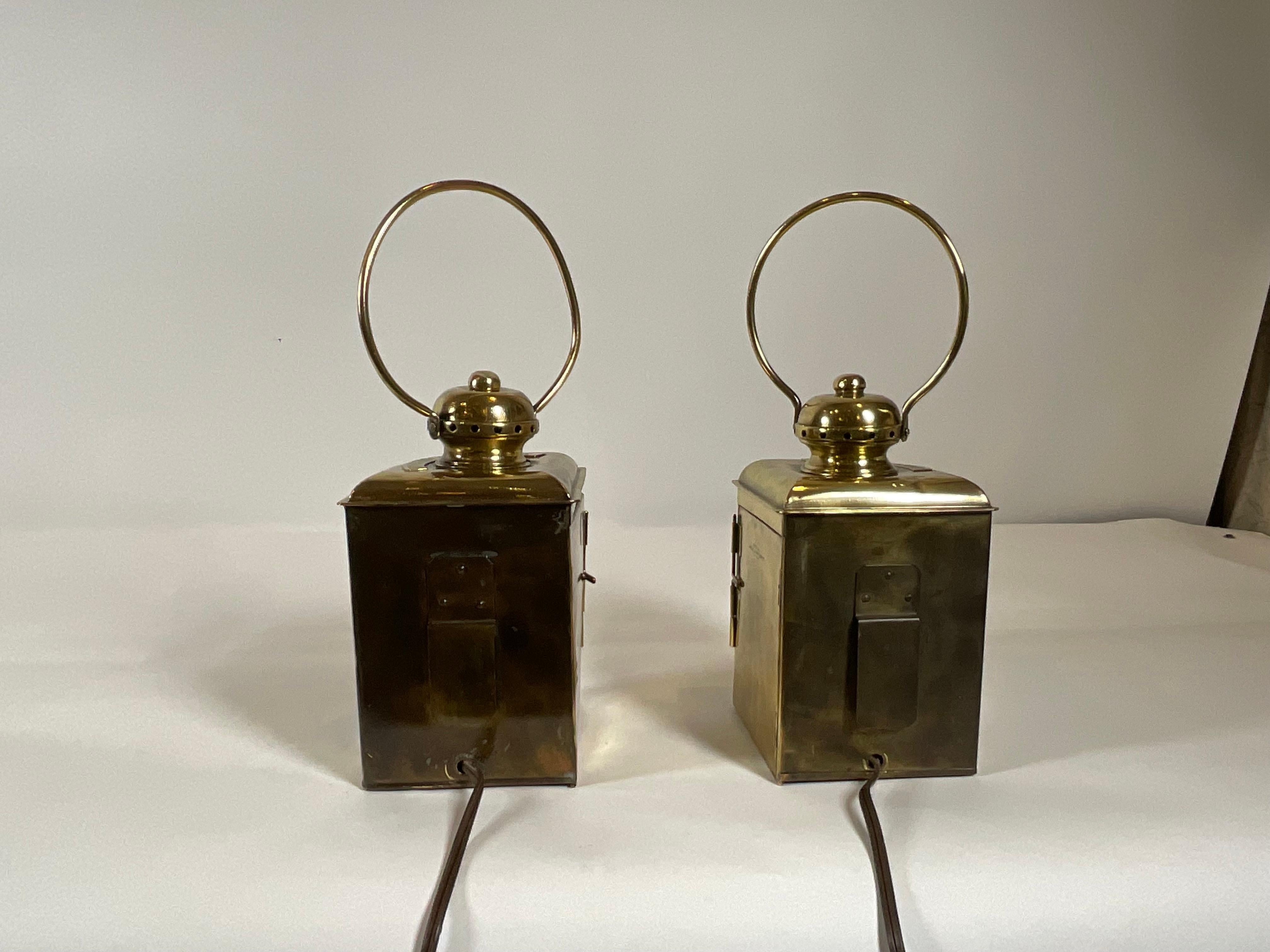 Pair of Solid Brass Port and Starboard Ship’s Lanterns 13