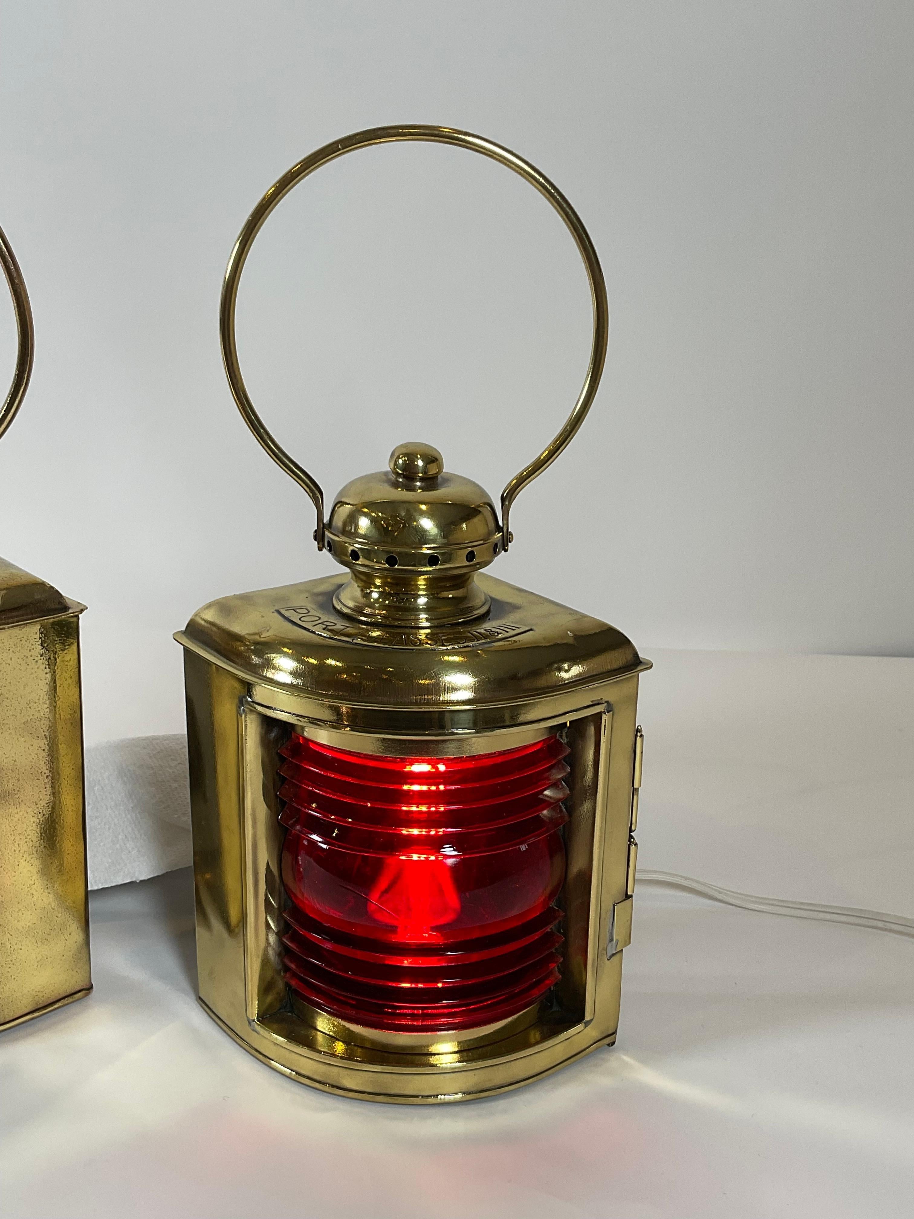 Pair of Solid Brass Port and Starboard Ship’s Lanterns 1