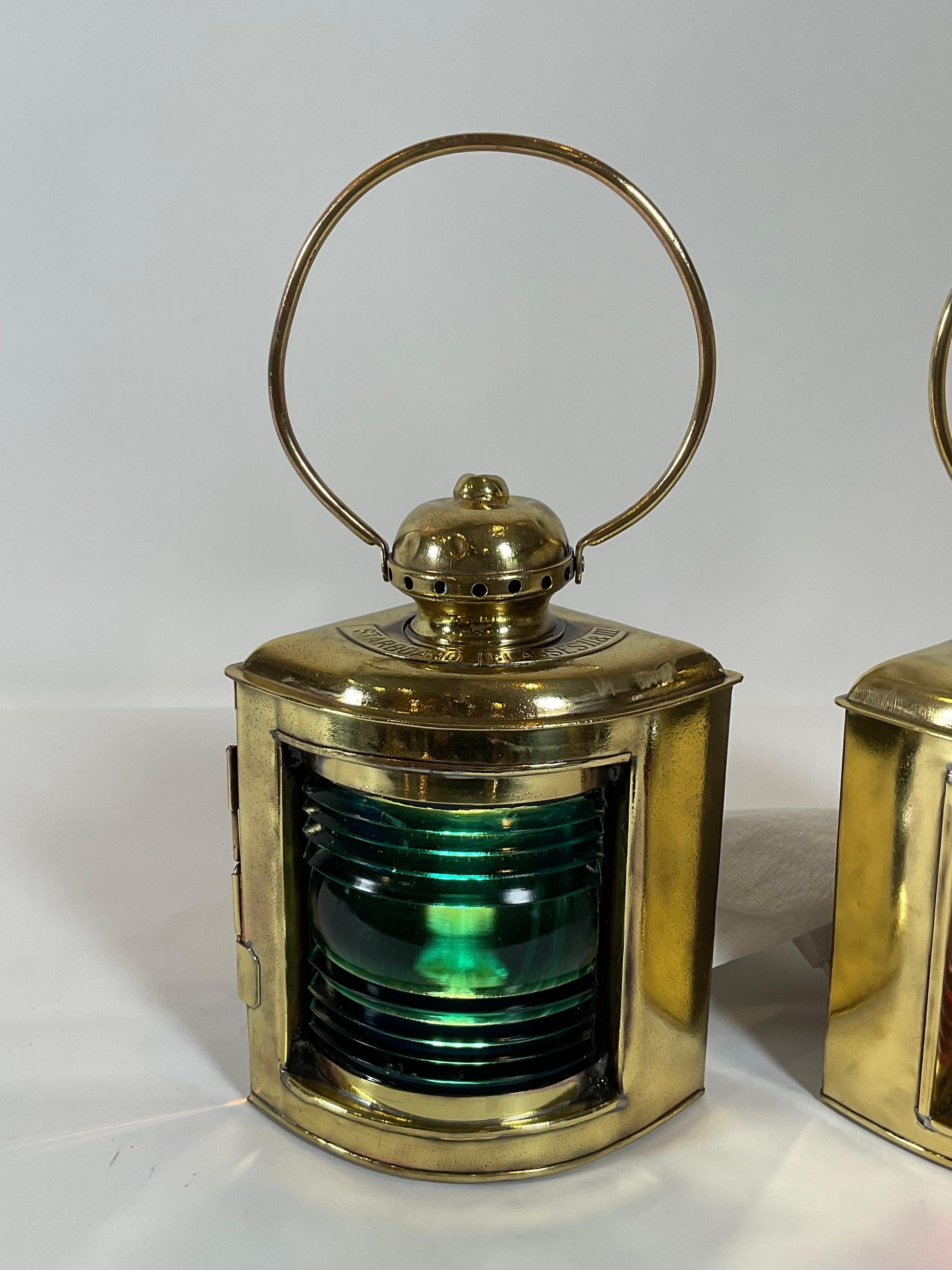 Pair of Solid Brass Port and Starboard Ship’s Lanterns 3