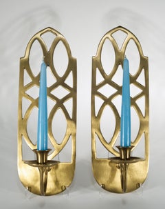 Pair of Solid Brass Reticulated Regency Wall Sconces