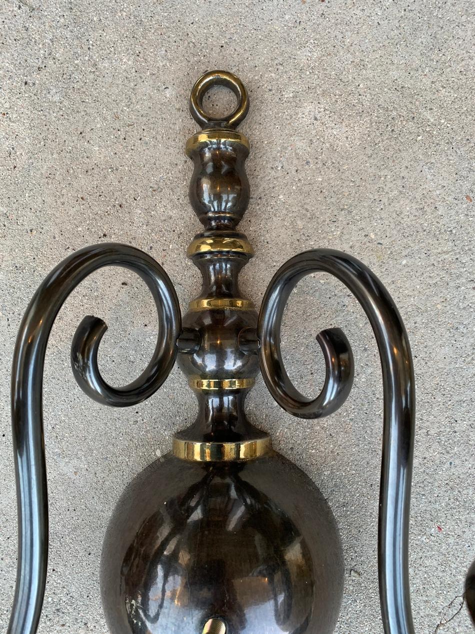 Pair of Solid Brass Sconces by Feldman Lighting, circa 1970 In Good Condition For Sale In Los Angeles, CA