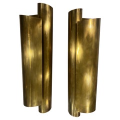 Pair of Solid Brass Sculptured Sconces - style of Maison Charles Espadon