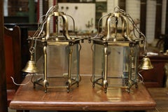Pair of Solid Brass Superbly Handcrafted Hanging Lanterns from a Settler's Home