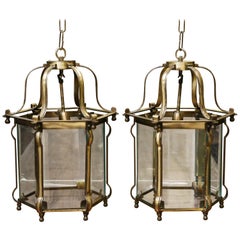 Pair of Solid Brass Superbly Handcrafted Hanging Lanterns from a Settler's Home