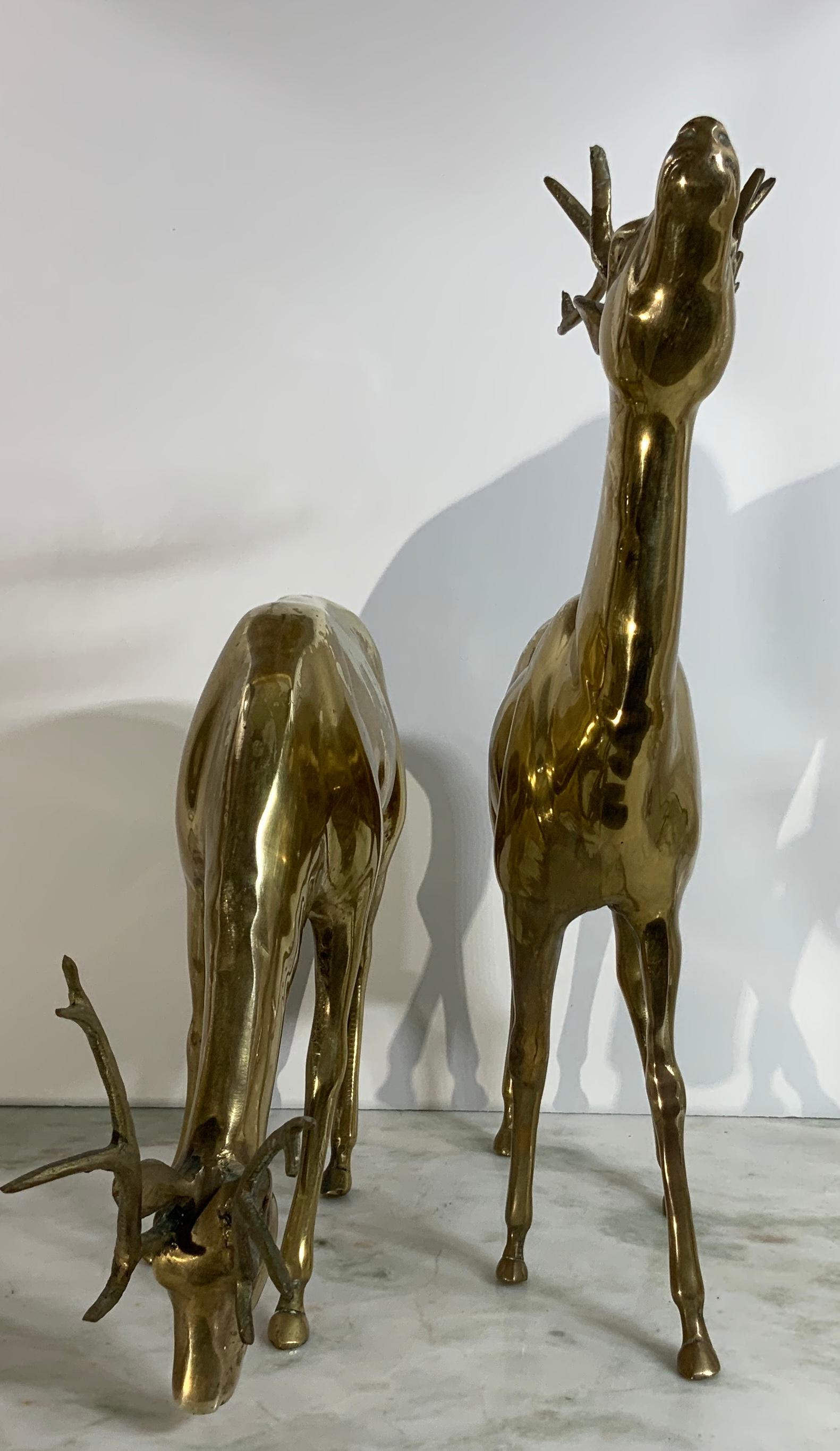 Pair of Solid Brass Table Deer Sculpture 5