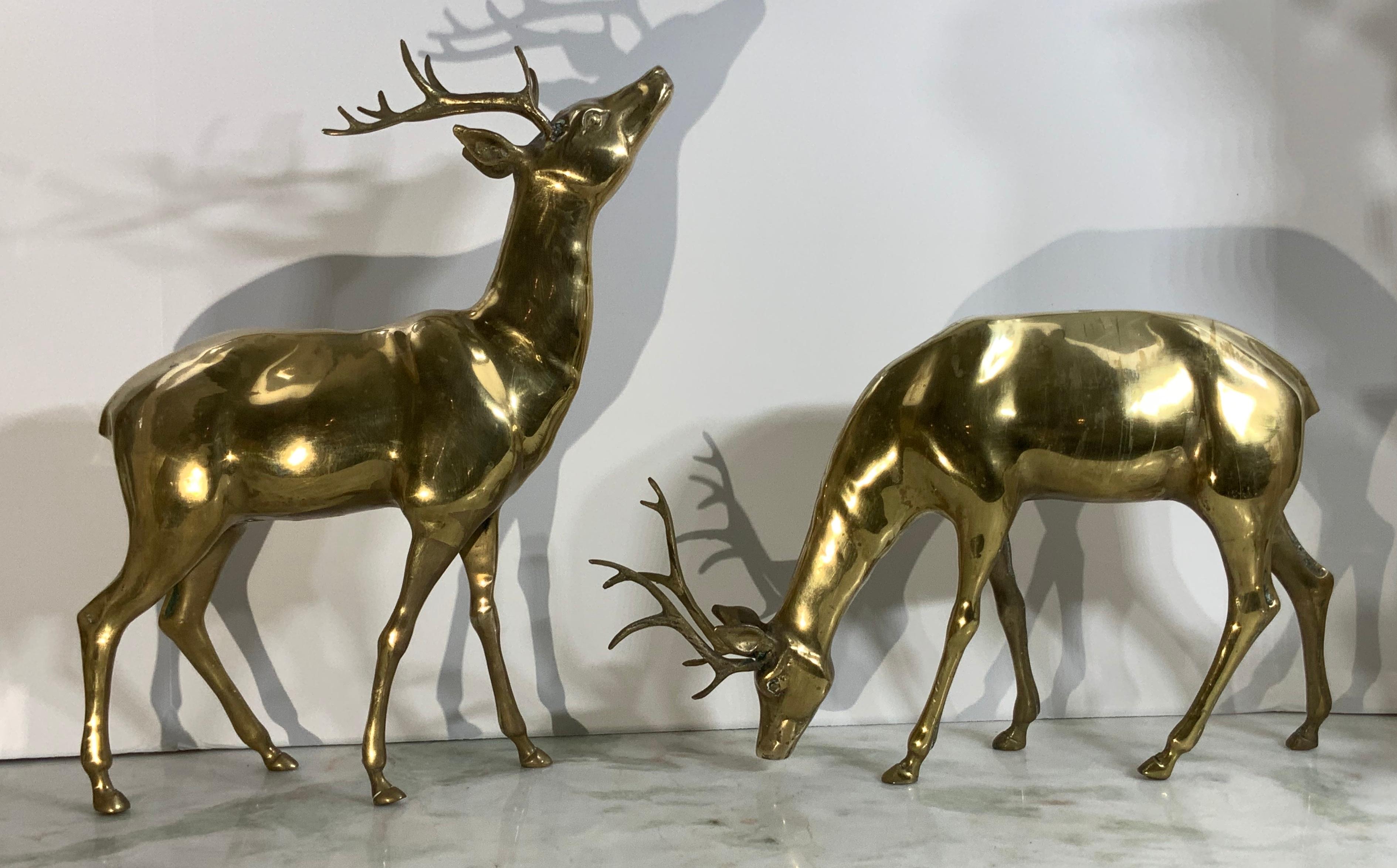 Pair of Solid Brass Table Deer Sculpture 6