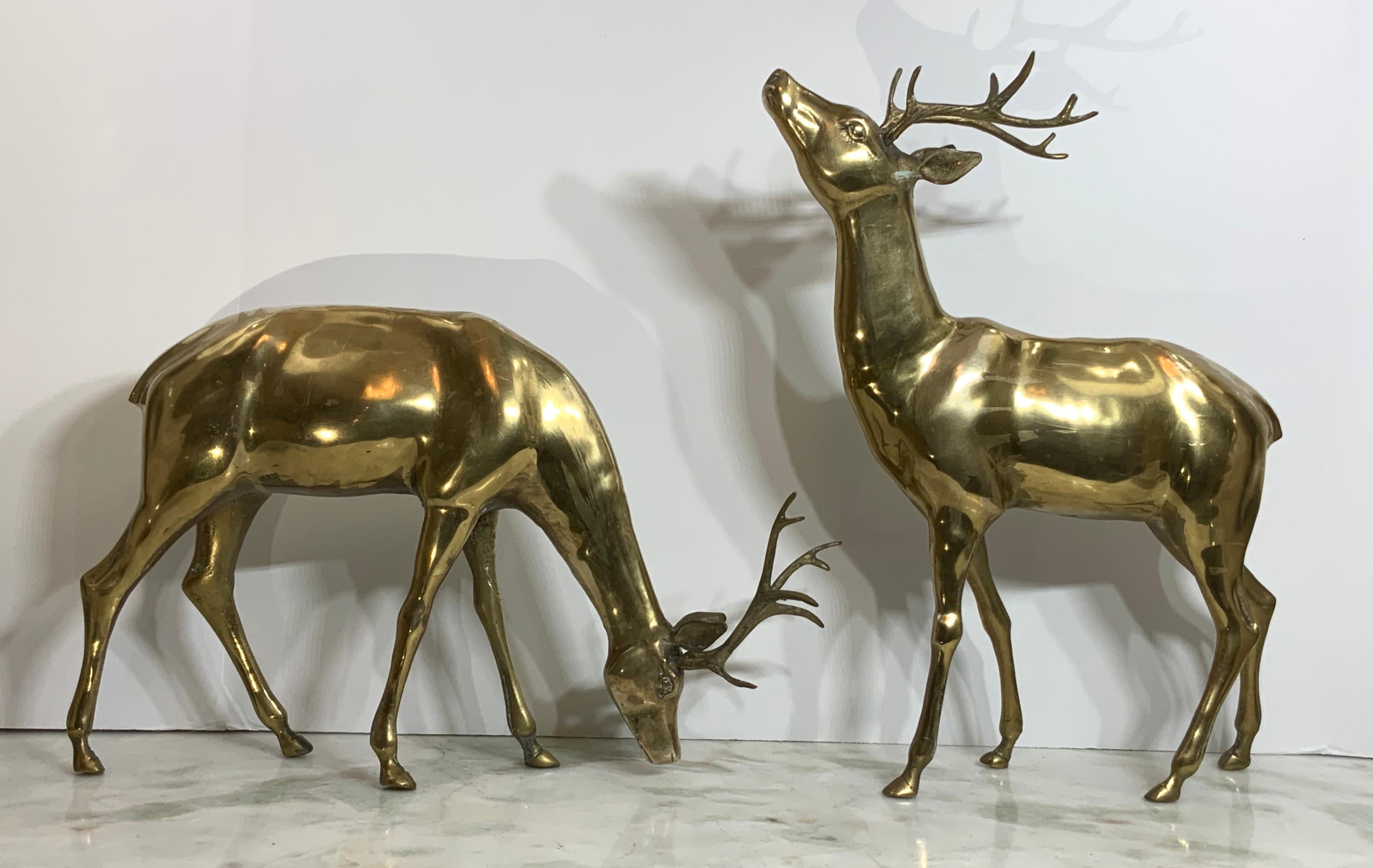 Pair of Solid Brass Table Deer Sculpture 7