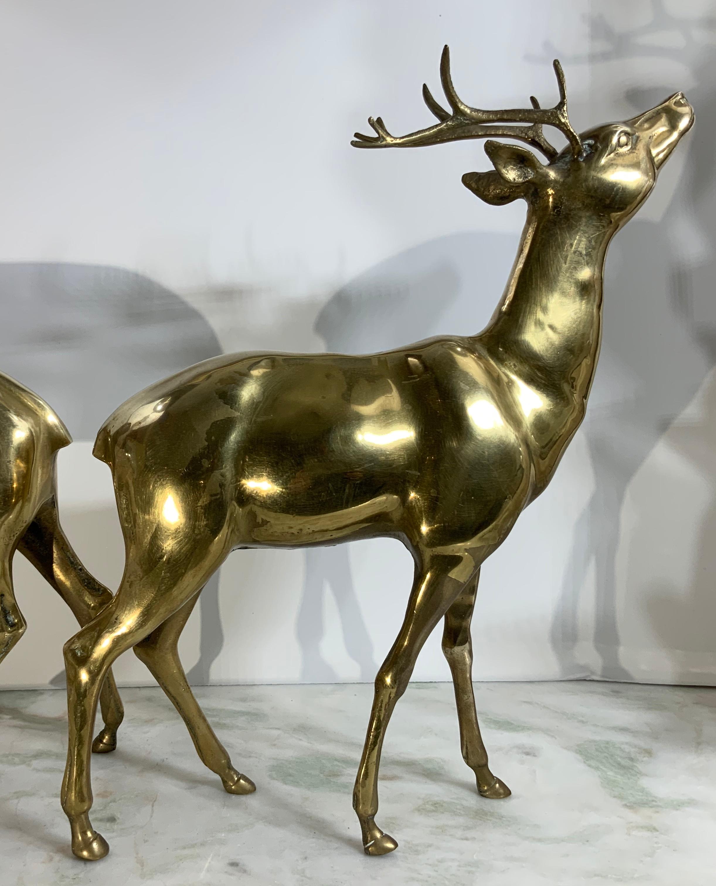Pair of Solid Brass Table Deer Sculpture 2