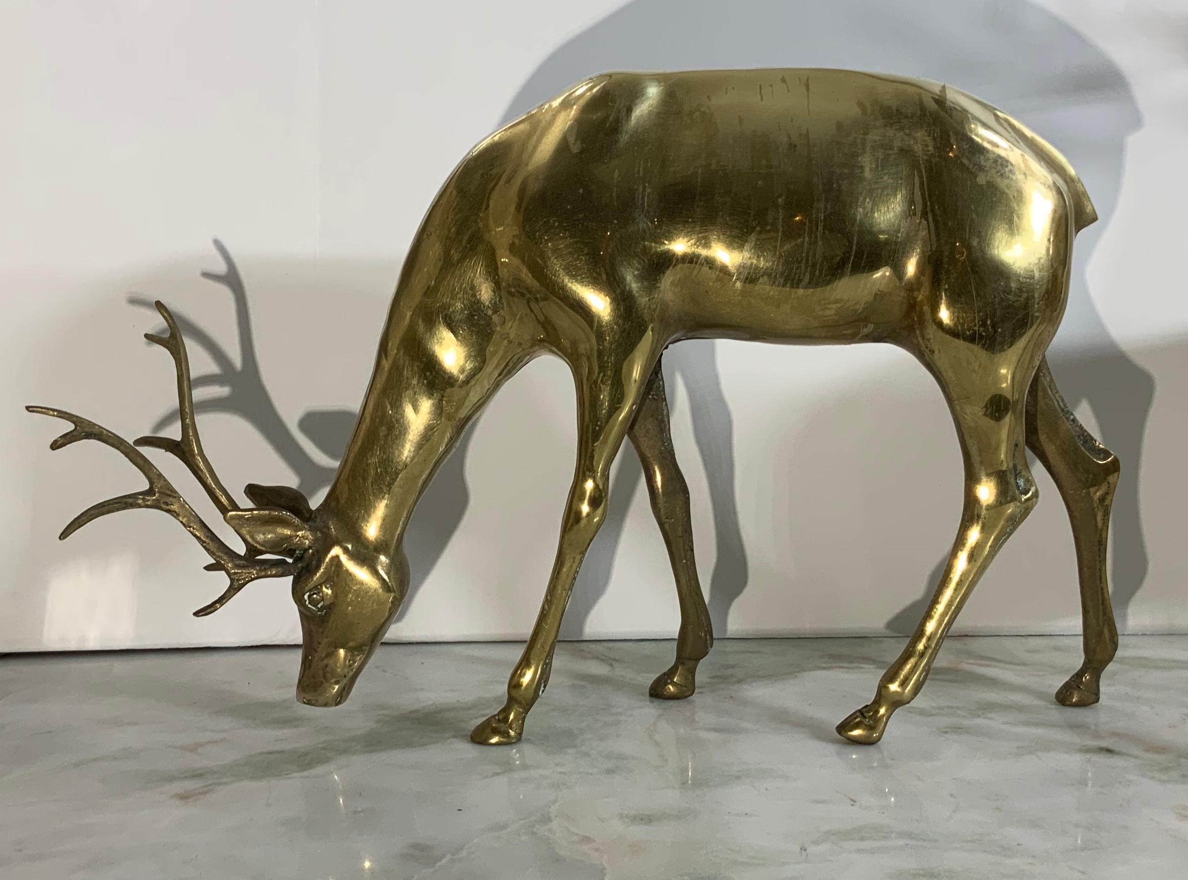 Pair of Solid Brass Table Deer Sculpture 3