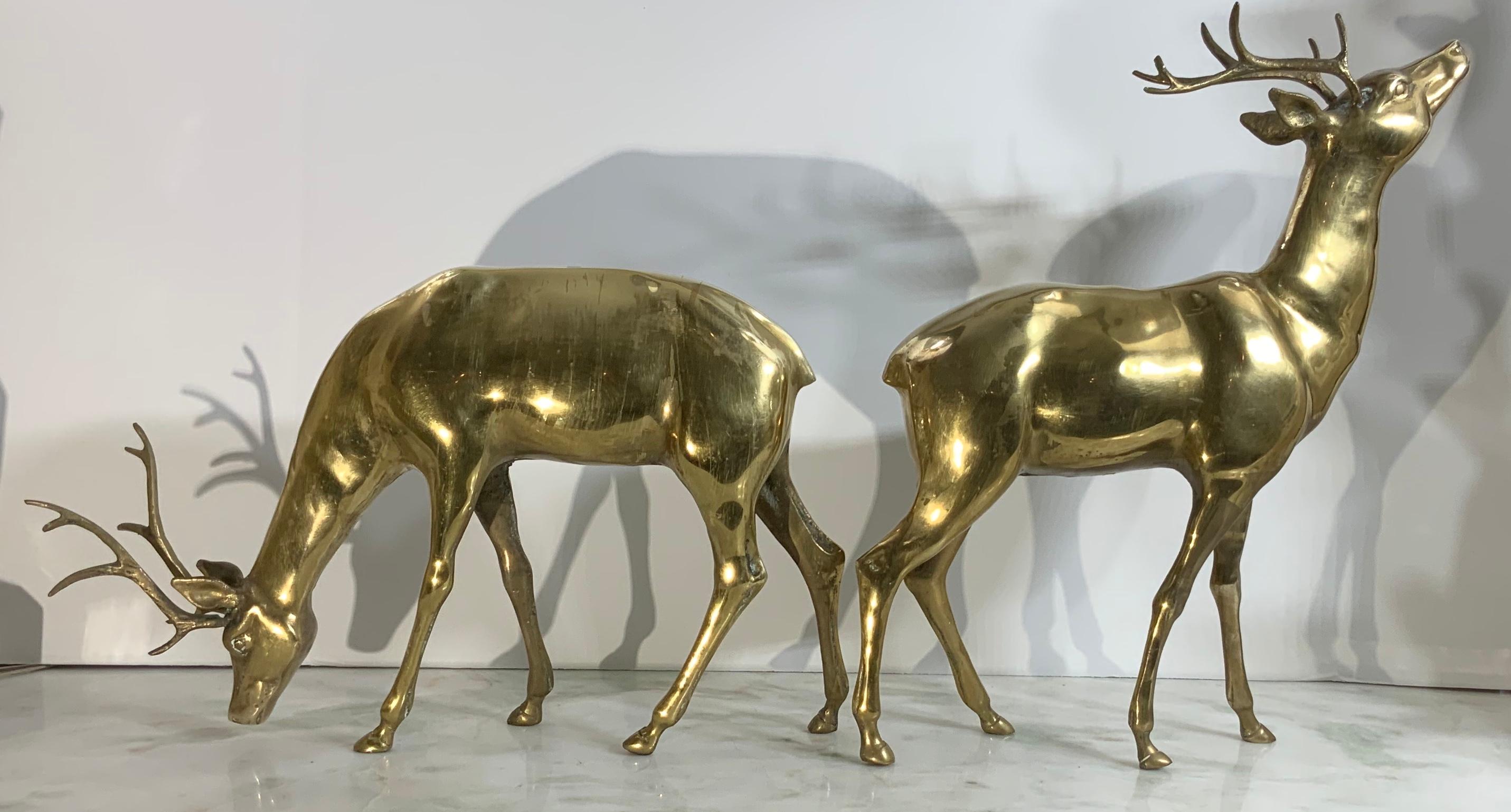 Pair of Solid Brass Table Deer Sculpture 4