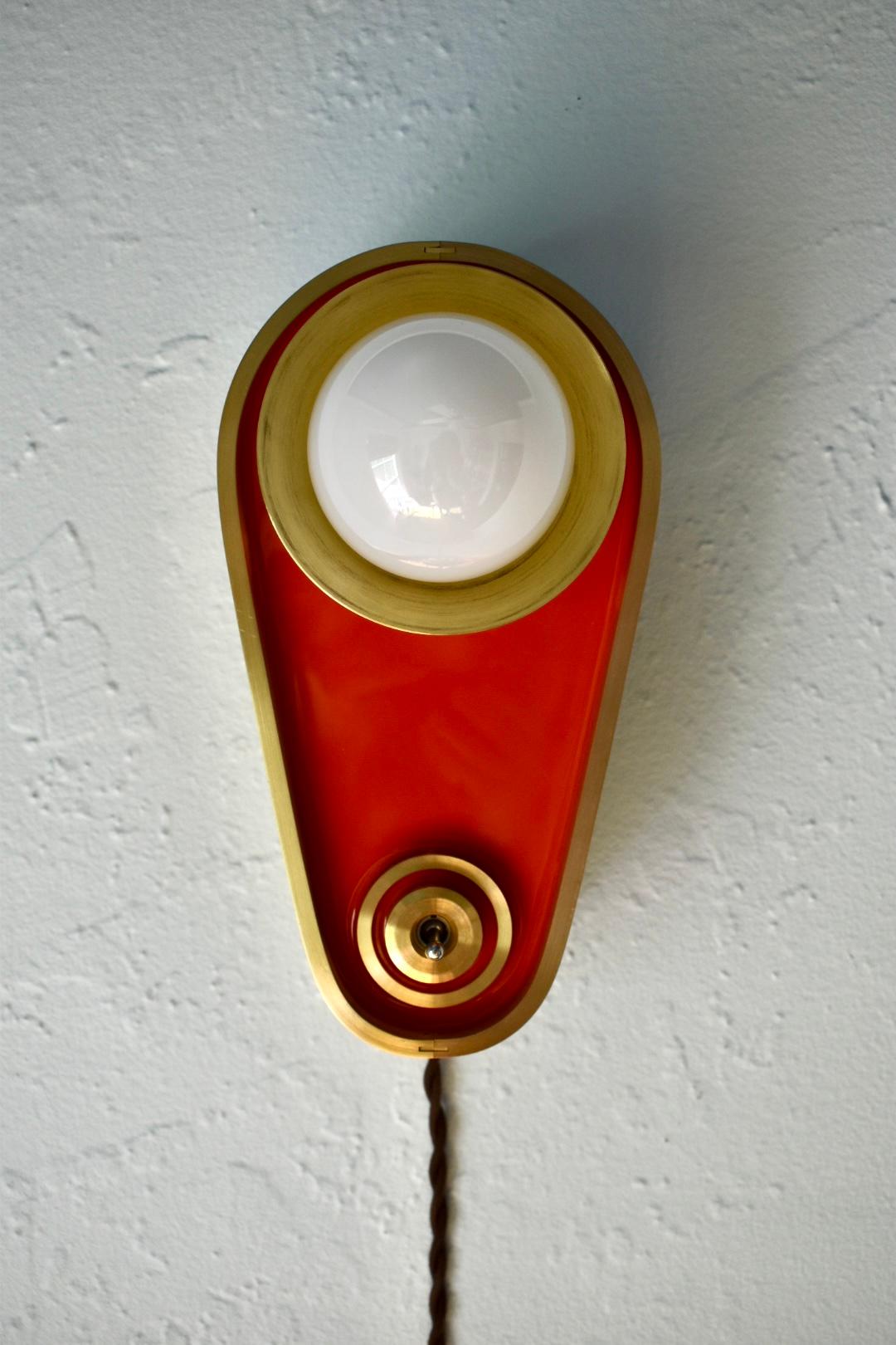 Pair of Solid Brass Teardrop Wall Sconces by Daughter Mfg For Sale 1