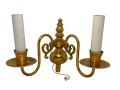 Pair of Solid Brass Two-Light Wall Sconces, Vintage, Austria, 1950s