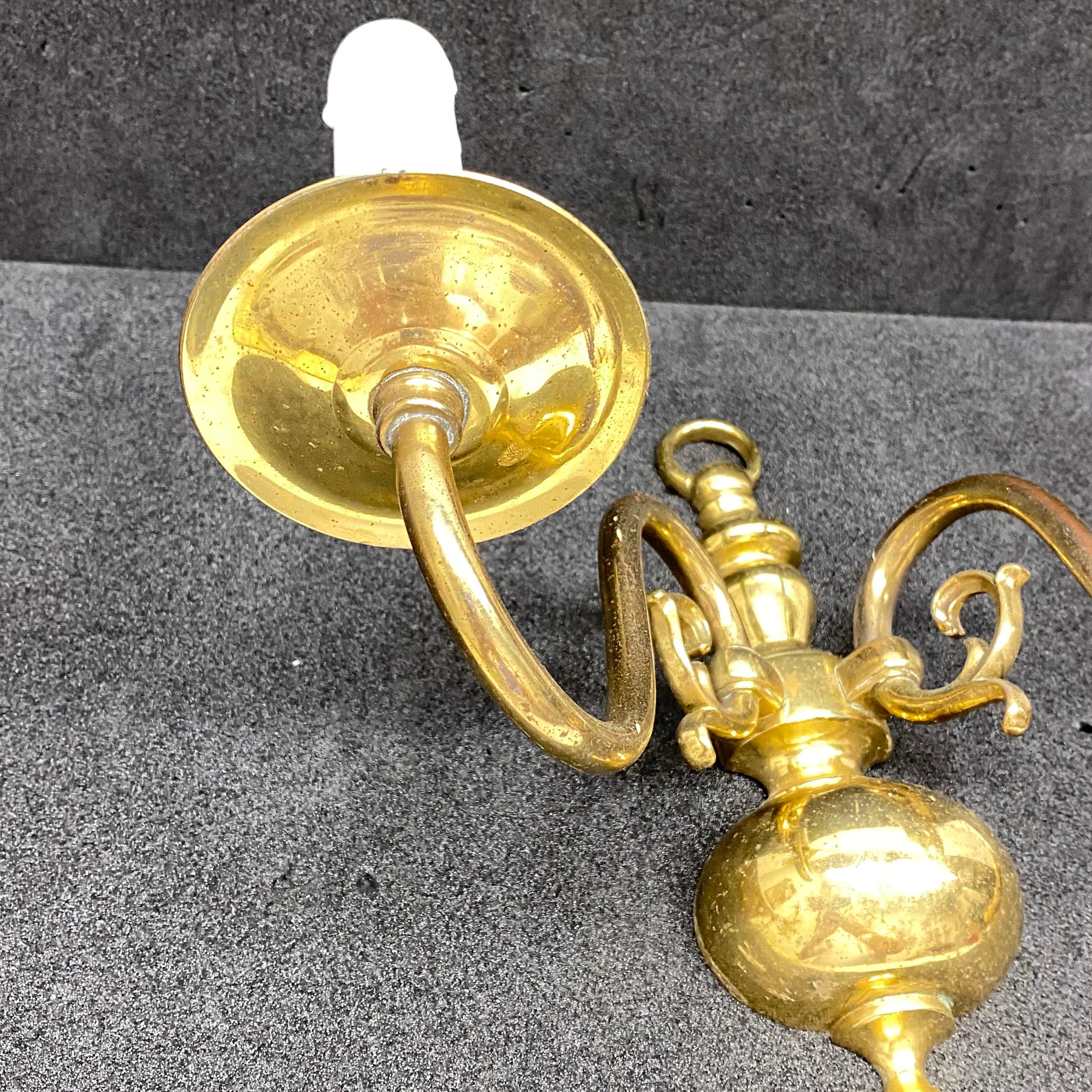 Pair of Solid Brass Two-Light Wall Sconces, Vintage, German, 1960s 10