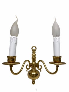 Pair of Solid Brass Two-Light Wall Sconces, Vintage, German, 1960s