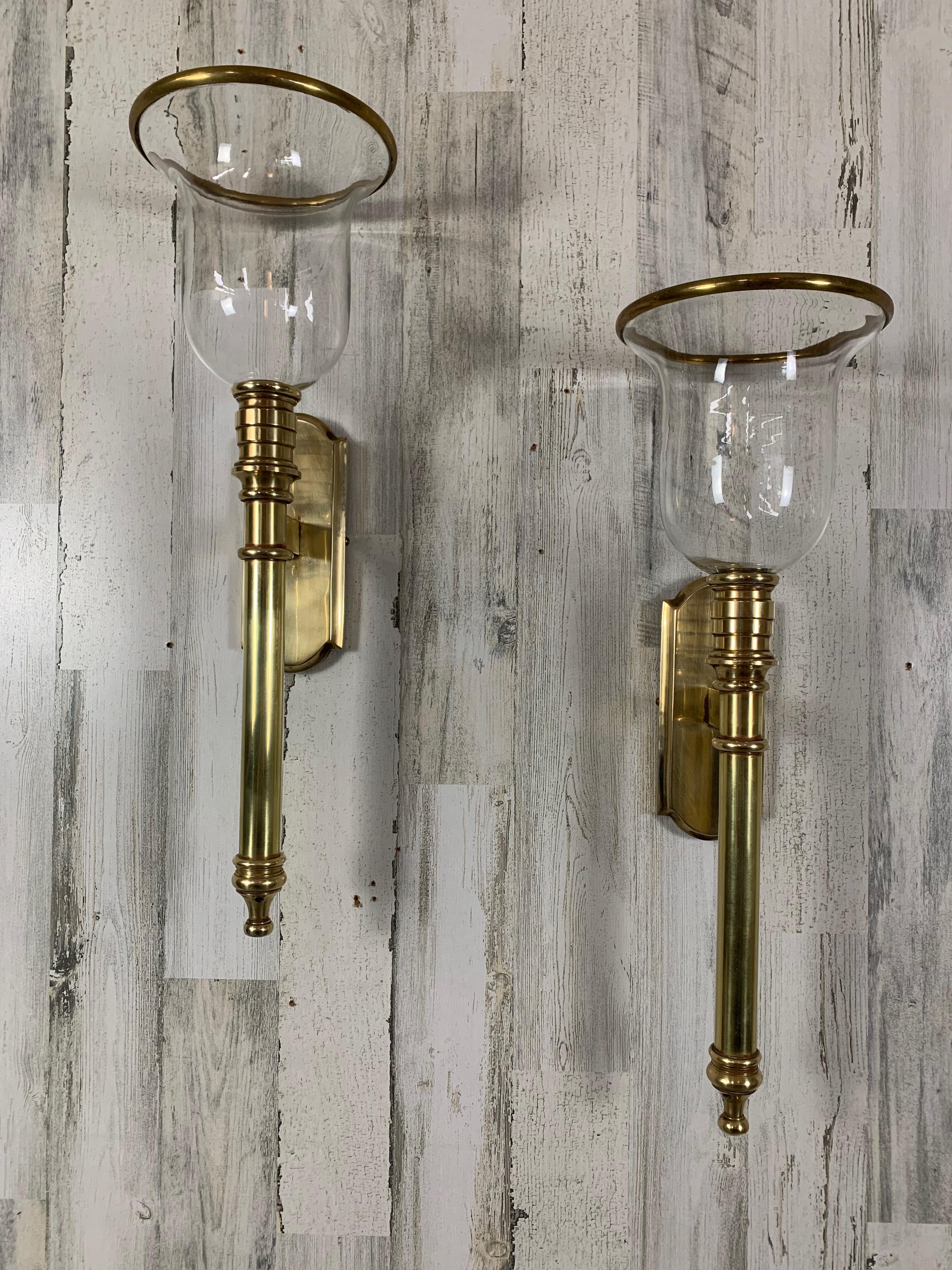 Pair of Solid Brass Vintage Sconces by Chapman Brass Co. 6