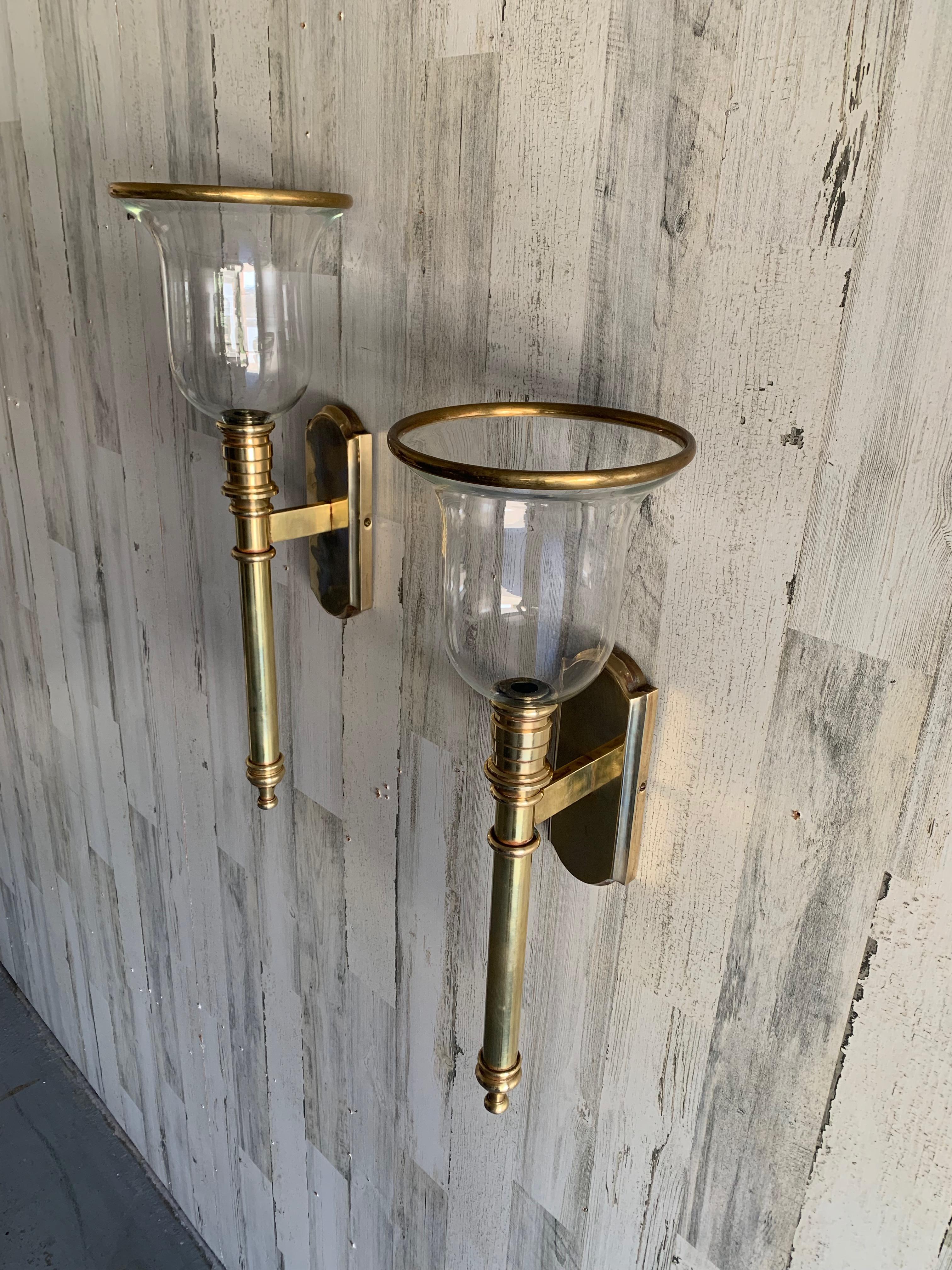 American Pair of Solid Brass Vintage Sconces by Chapman Brass Co.
