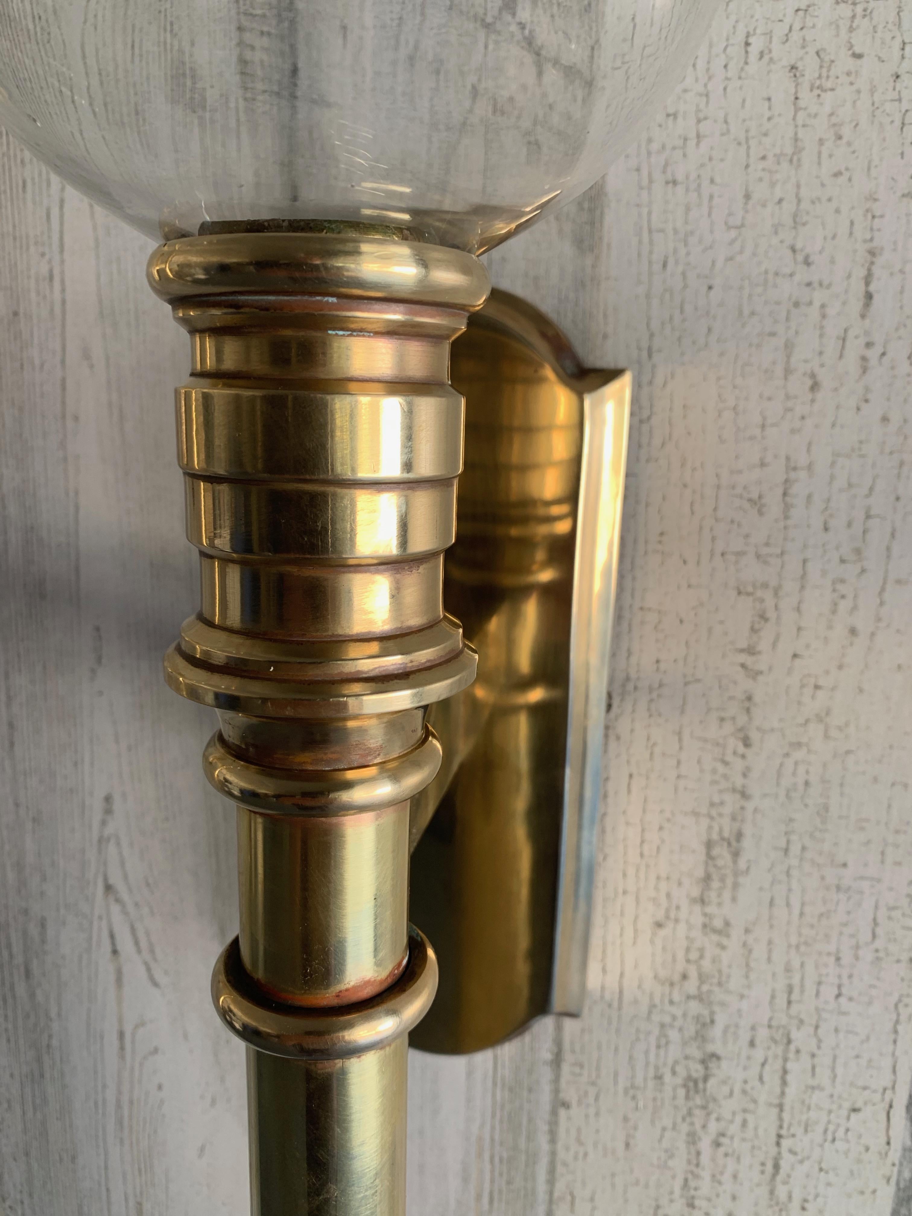 Pair of Solid Brass Vintage Sconces by Chapman Brass Co. 2