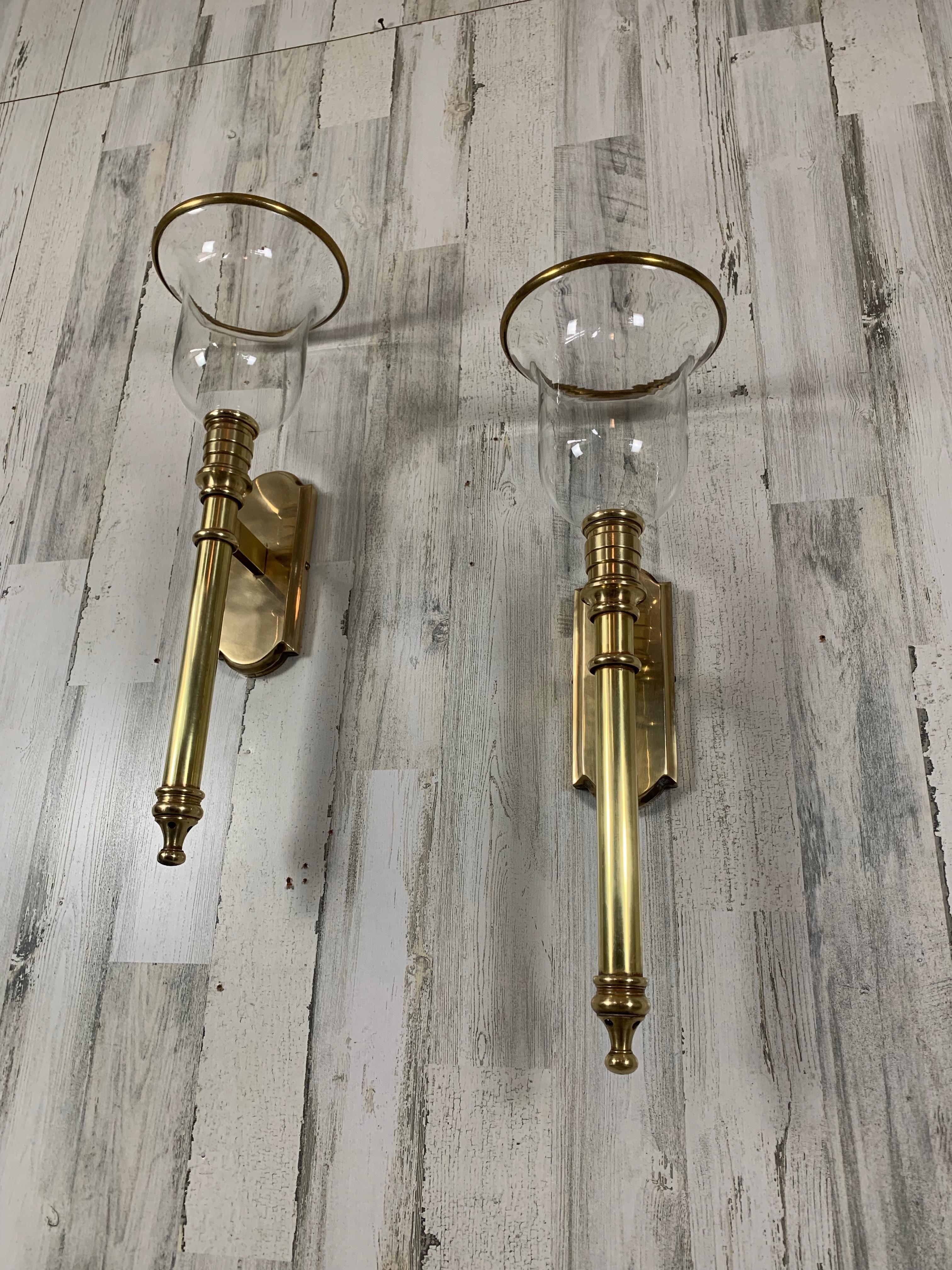 Pair of Solid Brass Vintage Sconces by Chapman Brass Co. 3