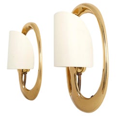 Vintage Pair of Solid Brass Wall Lamps, 1960-1970