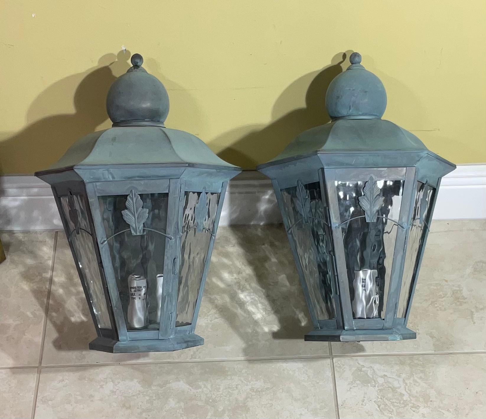 Pair of Solid Brass Wall Lantern For Sale 5