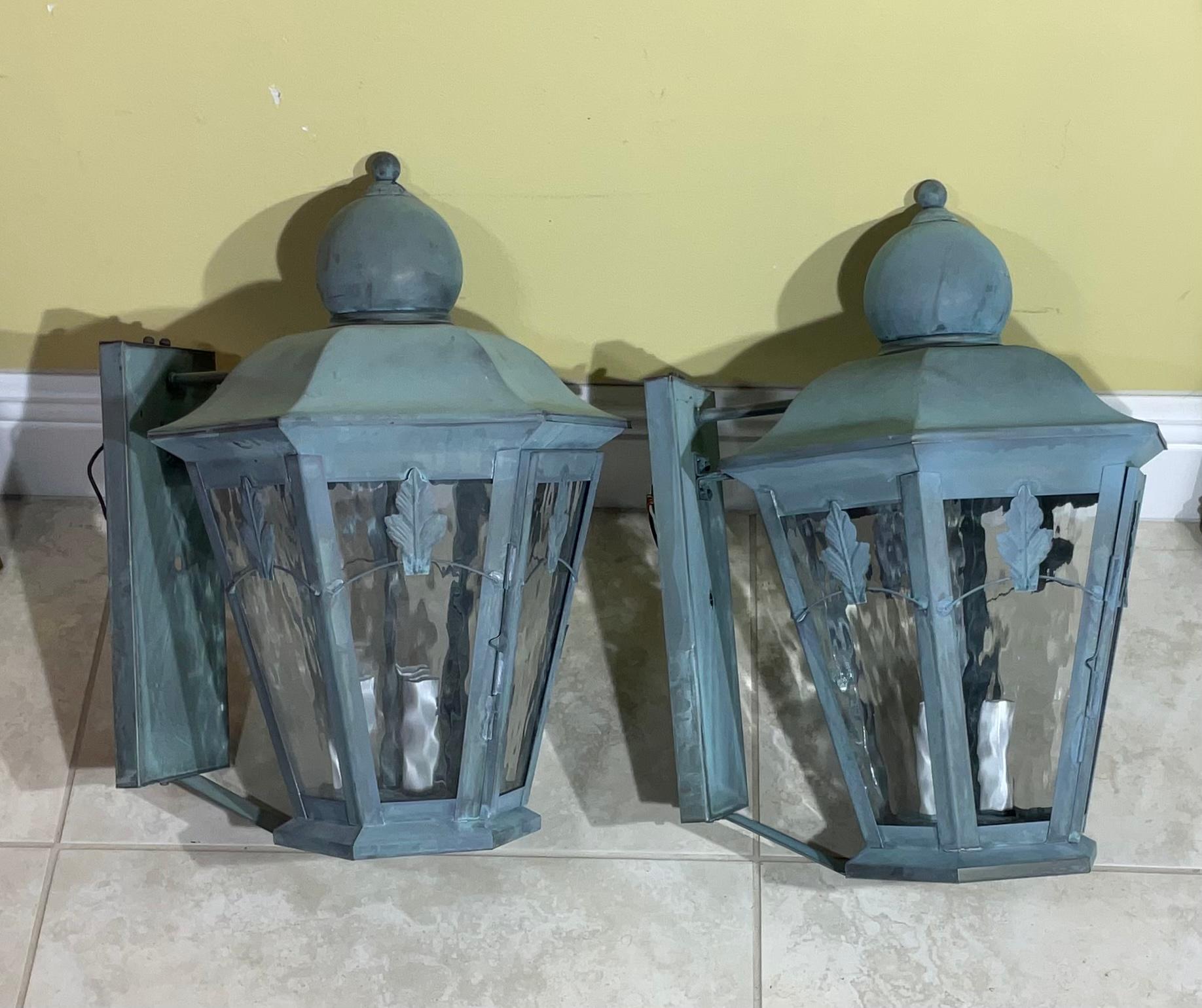 20th Century Pair of Solid Brass Wall Lantern For Sale