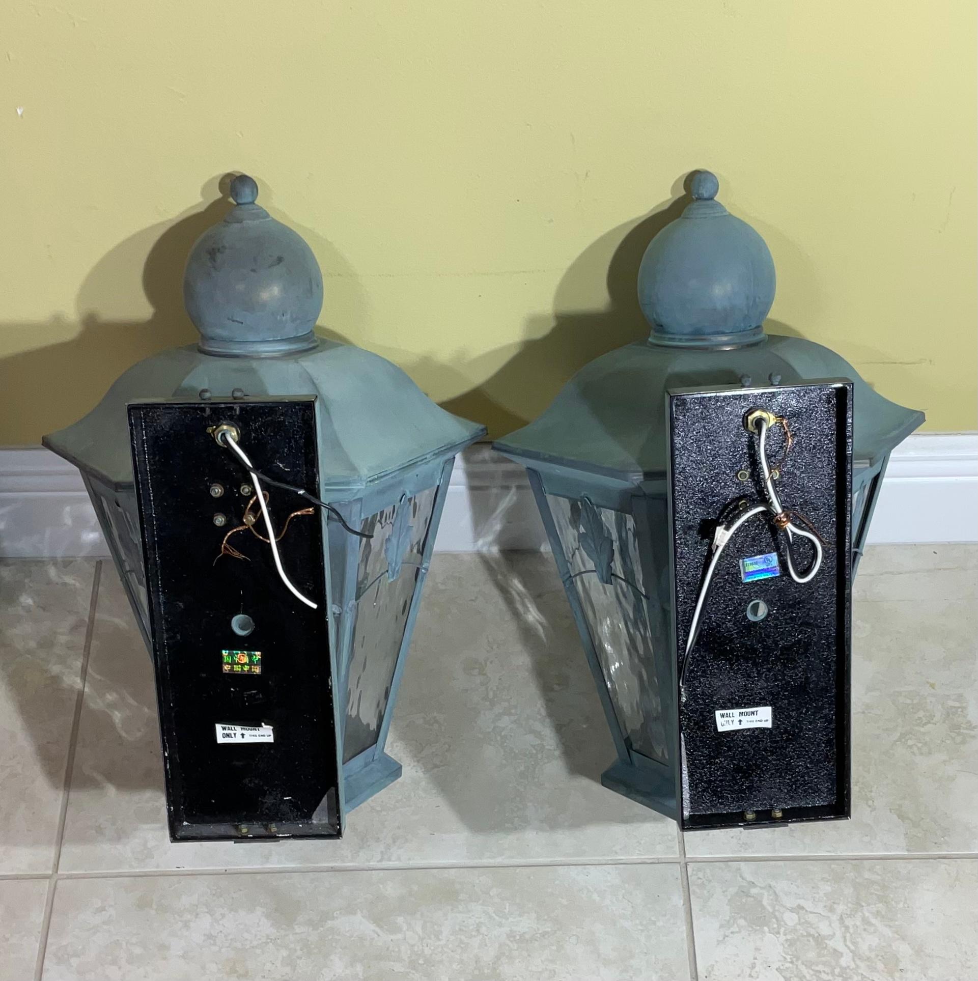 Pair of Solid Brass Wall Lantern For Sale 1