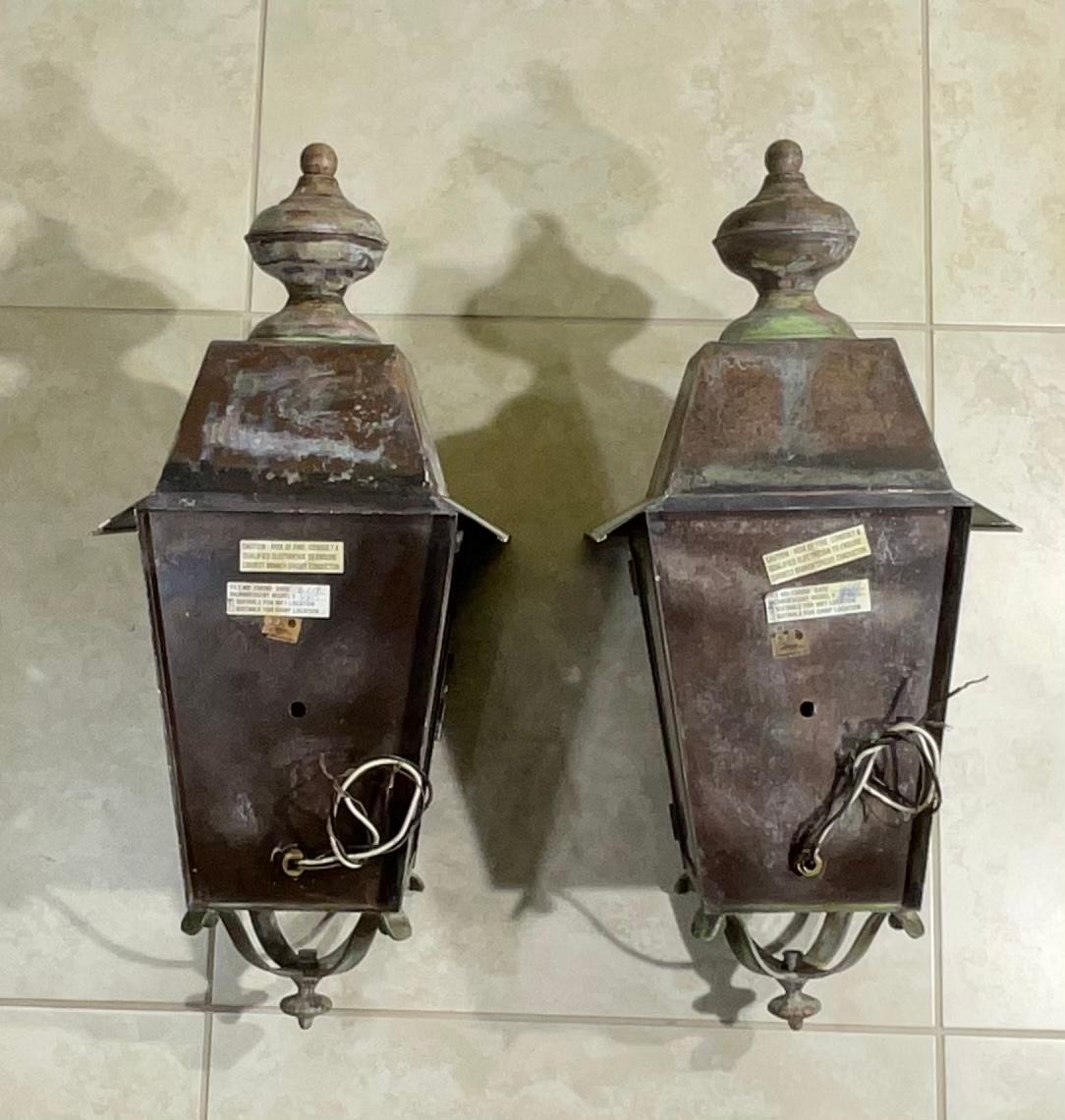 20th Century Pair of Solid Brass Wall Lantern