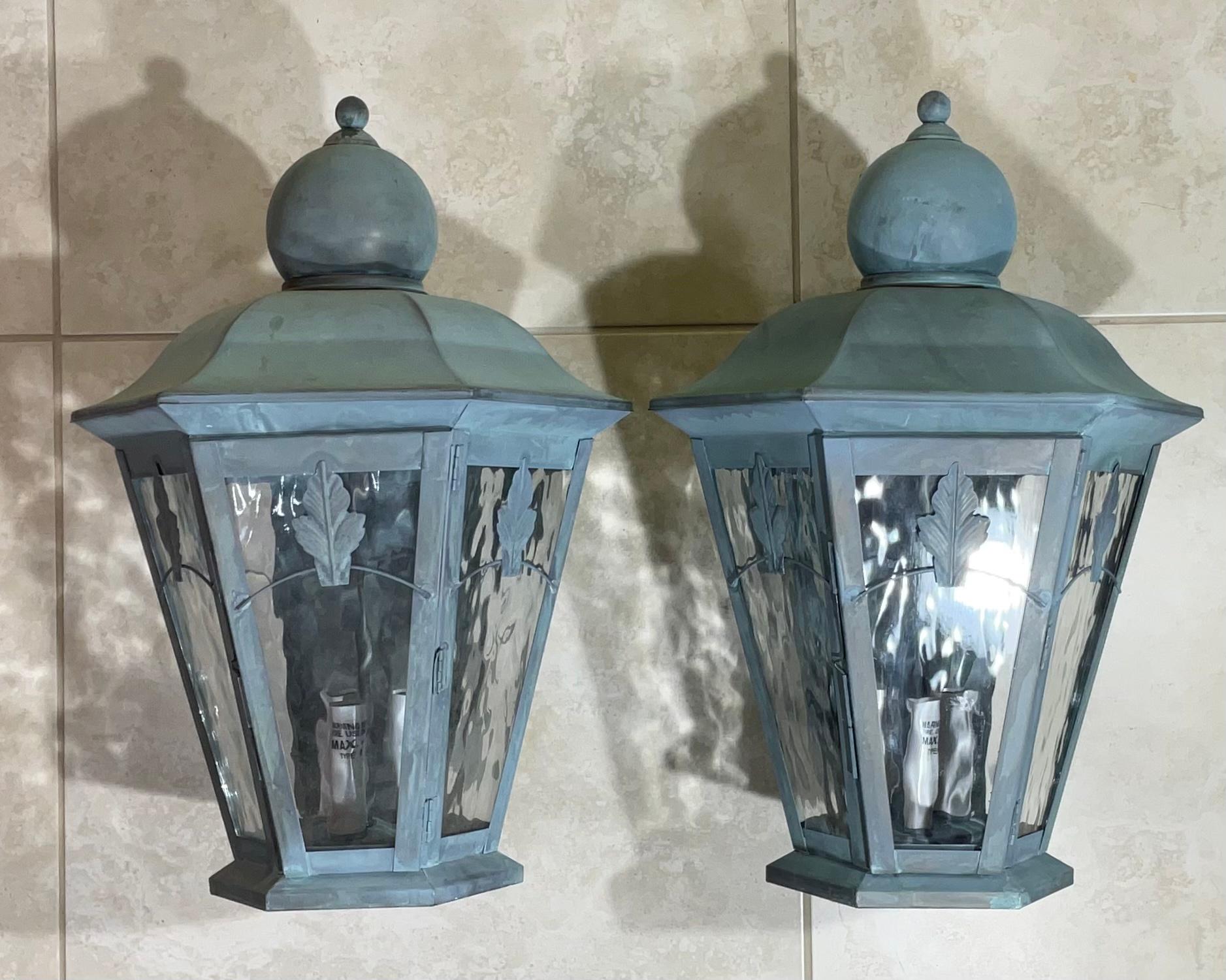 Pair of Solid Brass Wall Lantern For Sale 2