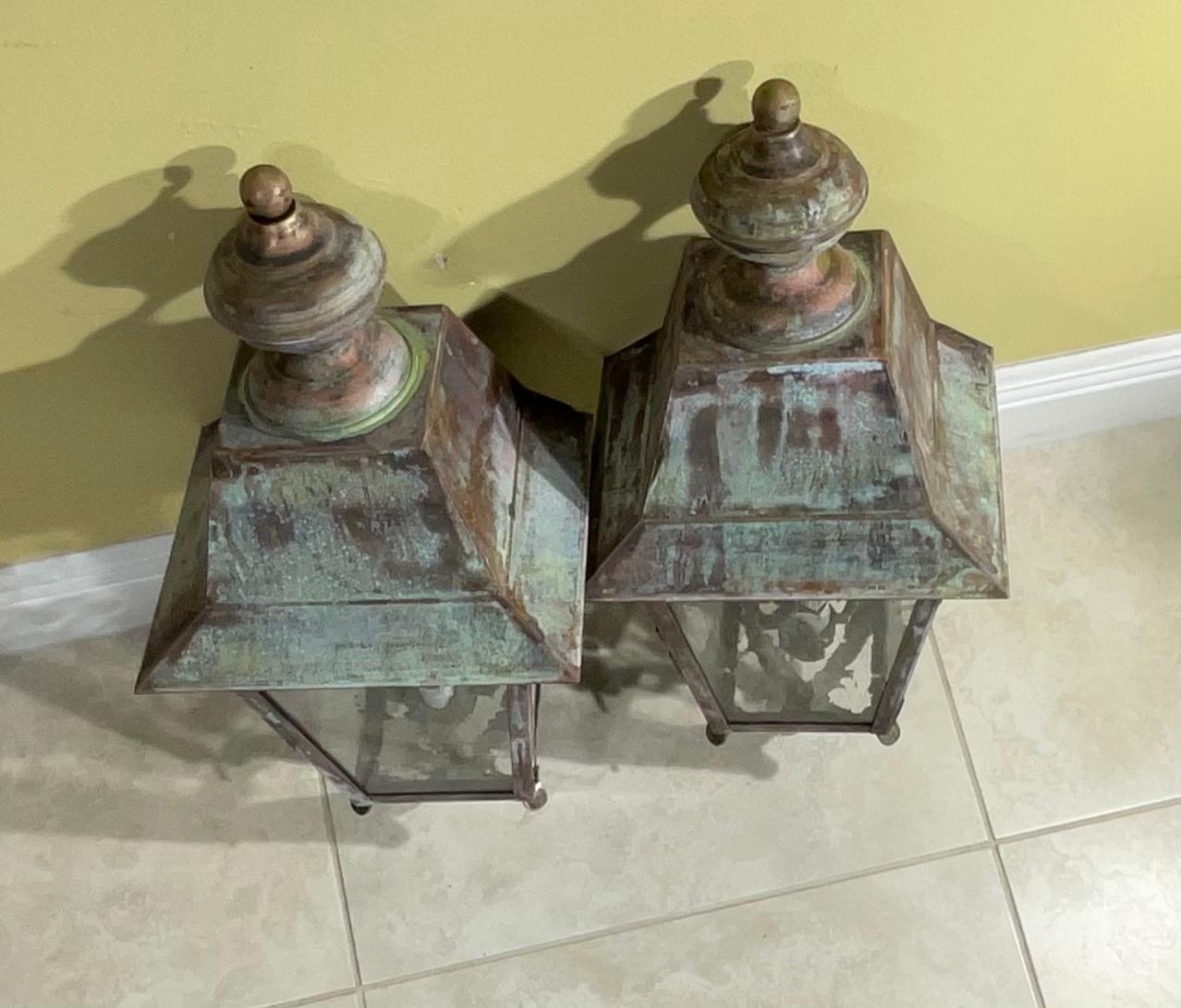 Pair of Solid Brass Wall Lantern 1