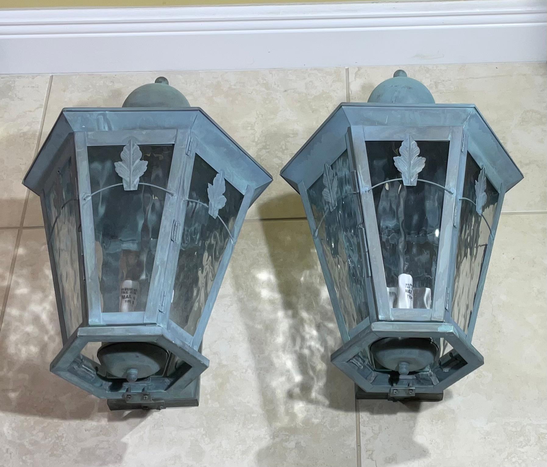 Pair of Solid Brass Wall Lantern For Sale 3