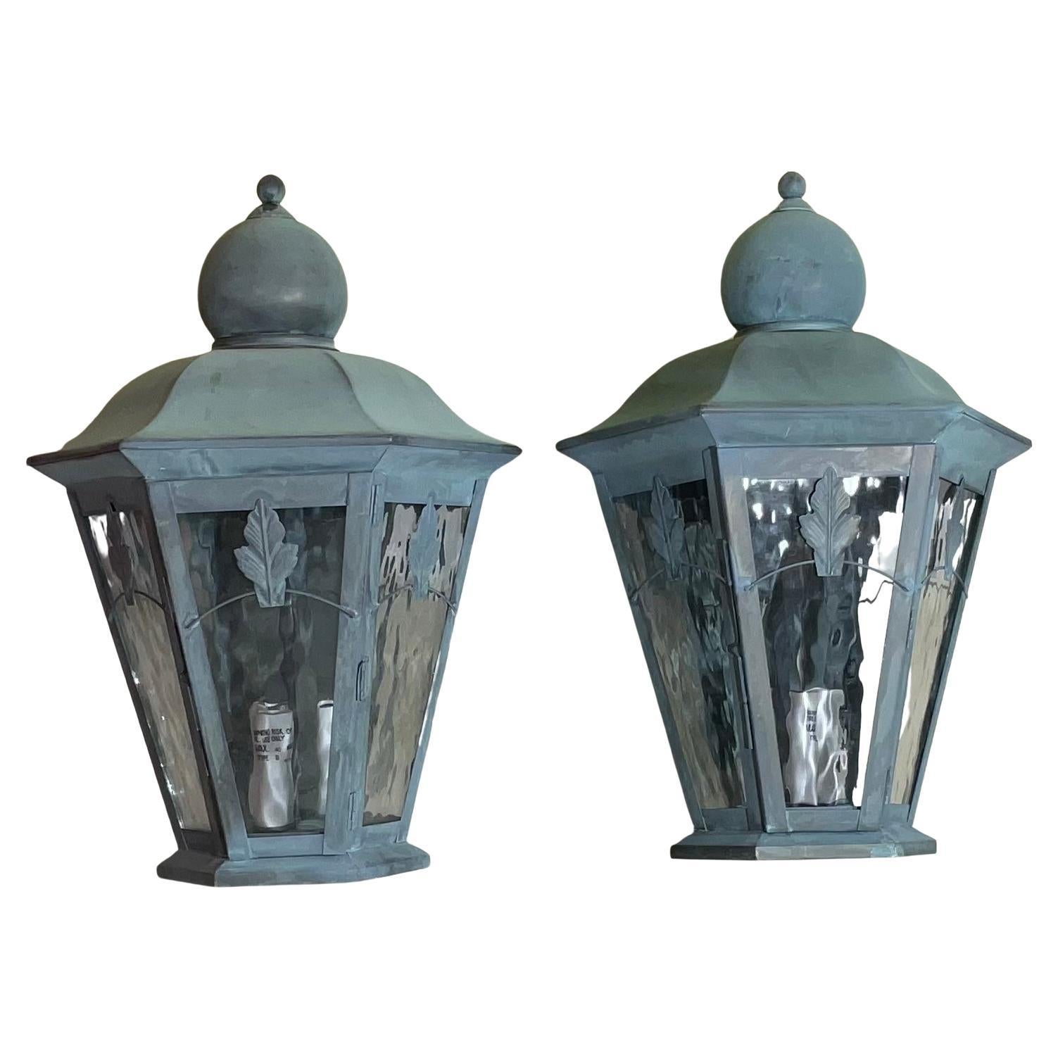 Pair of Solid Brass Wall Lantern
