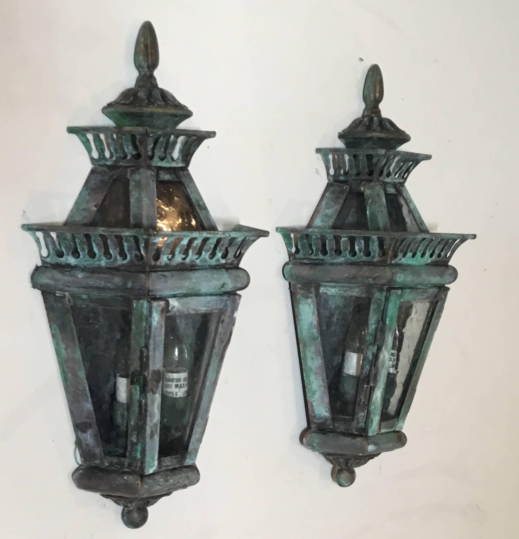 Pair of Solid Brass Wall Lanterns 7