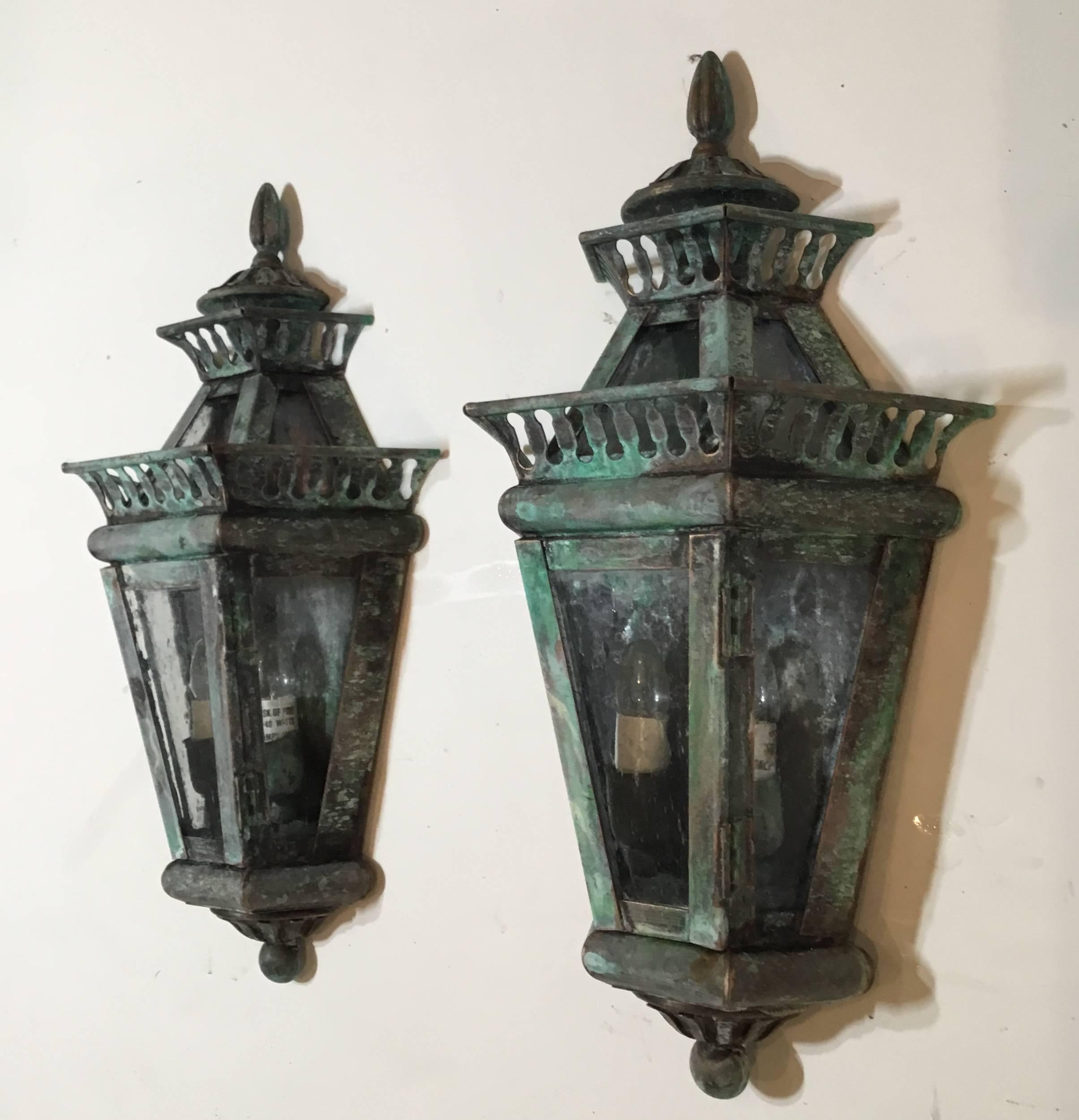 Pair of Solid Brass Wall Lanterns 8