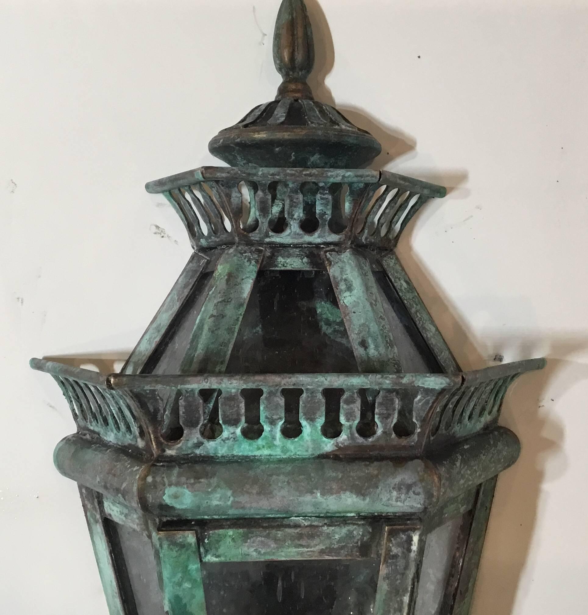 Pair of Solid Brass Wall Lanterns 2